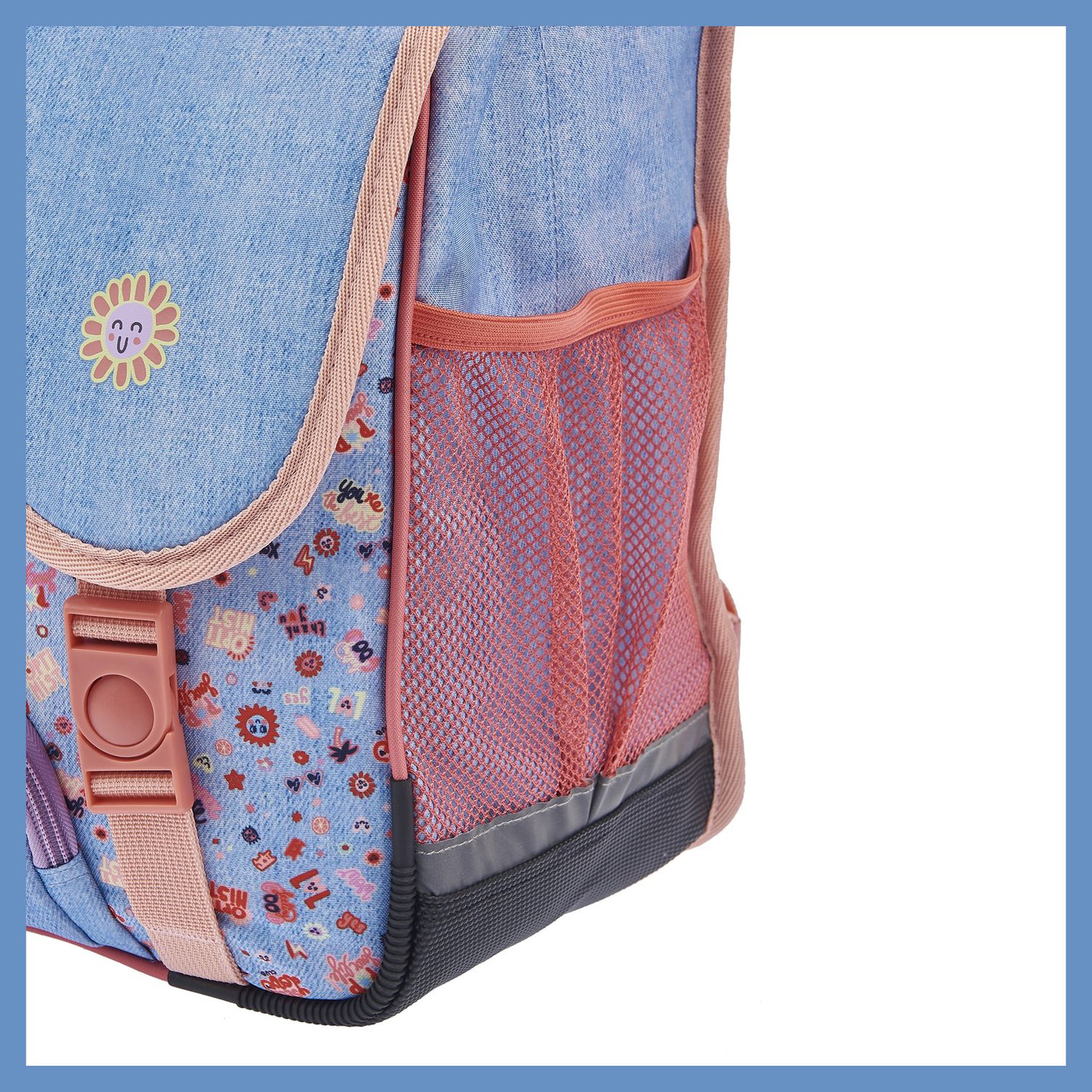 Voir la diapositive 6 : AUCHAN Cartable 41 cm bleu STICKY HAPPINESS