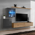 Paris Prix Ensemble Meuble TV  Switch Lamel XV  260cm Naturel & Gris
