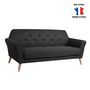 Voir la diapositive 1 : Canapé 3 places scandinave tissu chiné SANTANA, pieds hêtre