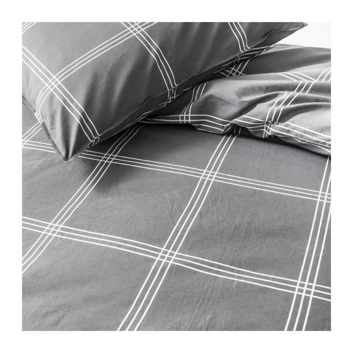 Today TODAY Parure de lit Mawira 1.8 - 1 housse de couette 240 x 260 cm et 2 taies doreiller 63 x 63 cm - 100% coton - Gris TODAY