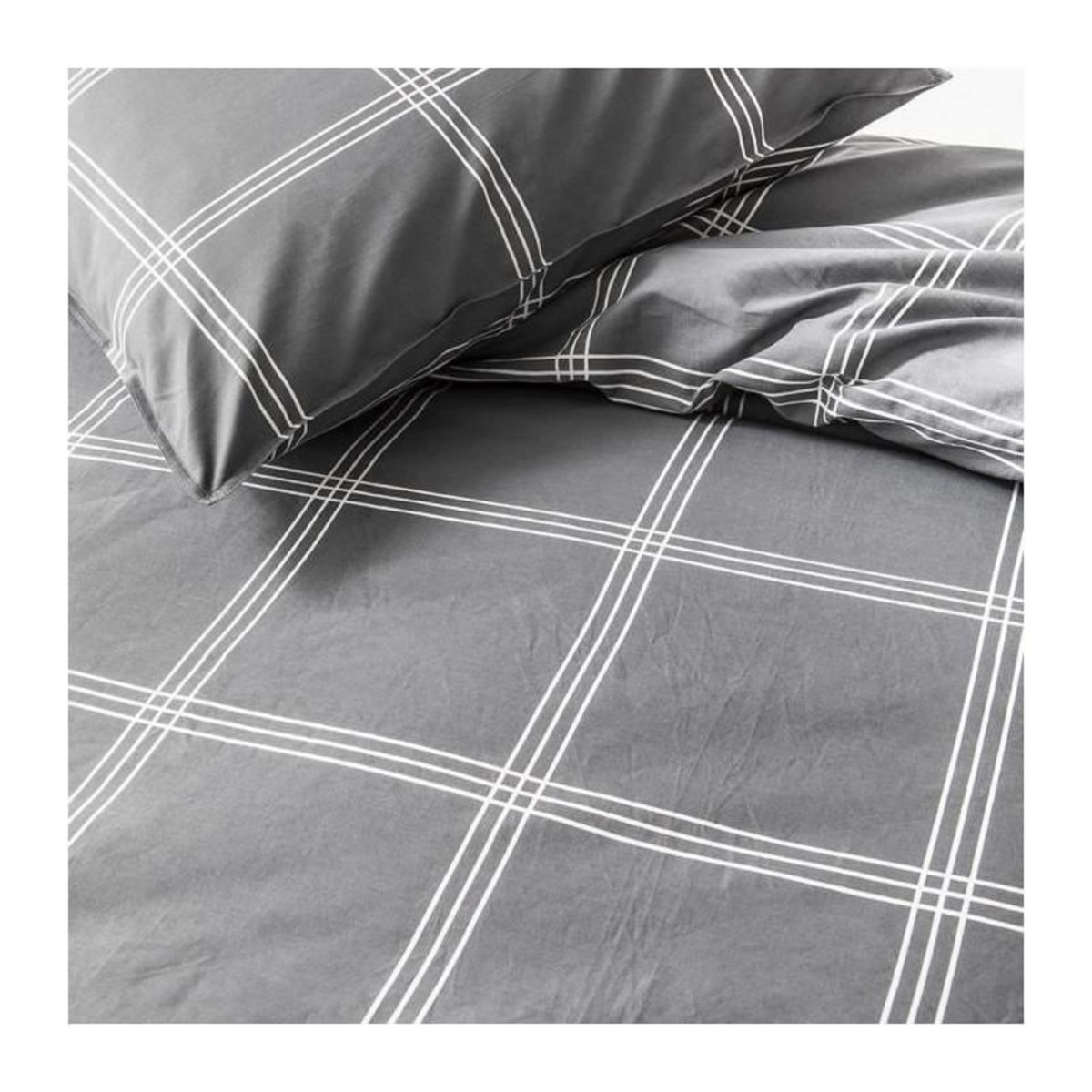 Today TODAY Parure de lit Mawira 1.8 - 1 housse de couette 240 x 260 cm et 2 taies doreiller 63 x 63 cm - 100% coton - Gris TODAY