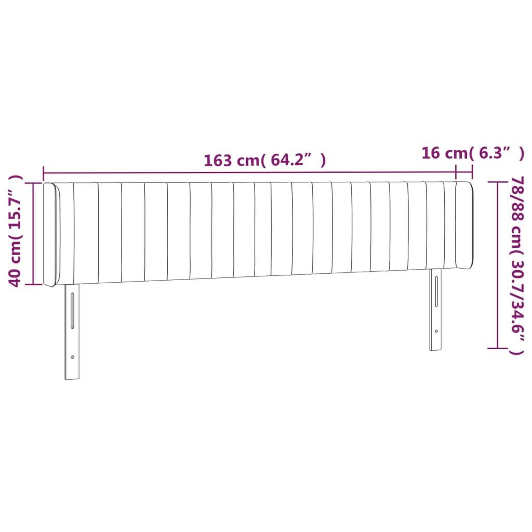 Voir la diapositive 6 : VIDAXL Tete de lit a LED Marron fonce 163x16x78/88 cm Tissu