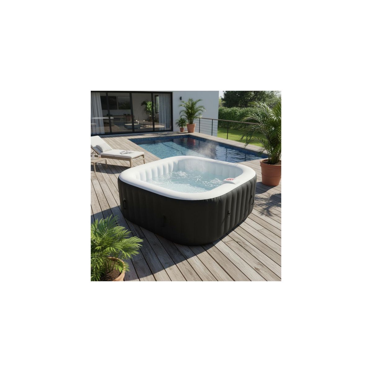 Ospazia Spa gonflable 6 places carré - Ospazia - Dimensions : 185 x 185 cm - Filtre et bâche inclus