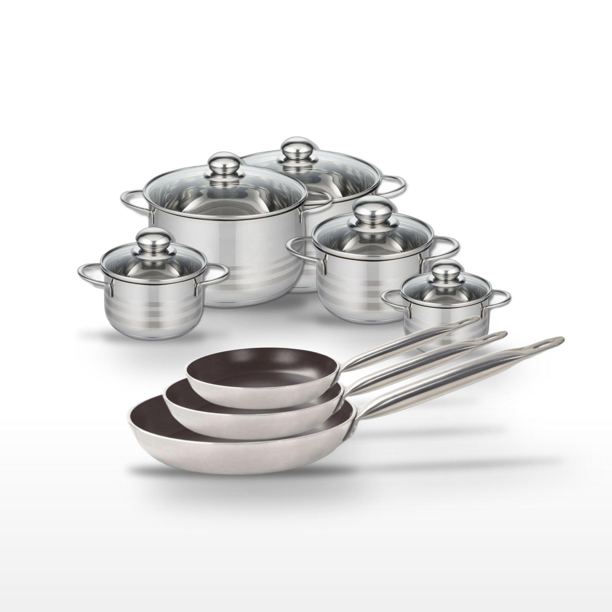 ELO Lot de 3 poêles 24/28/32cm et 5 faitouts 12/14/16/20/24cm elo bistro line