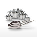 ELO Lot de 3 Poêles 24/28/32cm et 5 Faitouts 12/14/16/20/24cm Elo Bistro Line