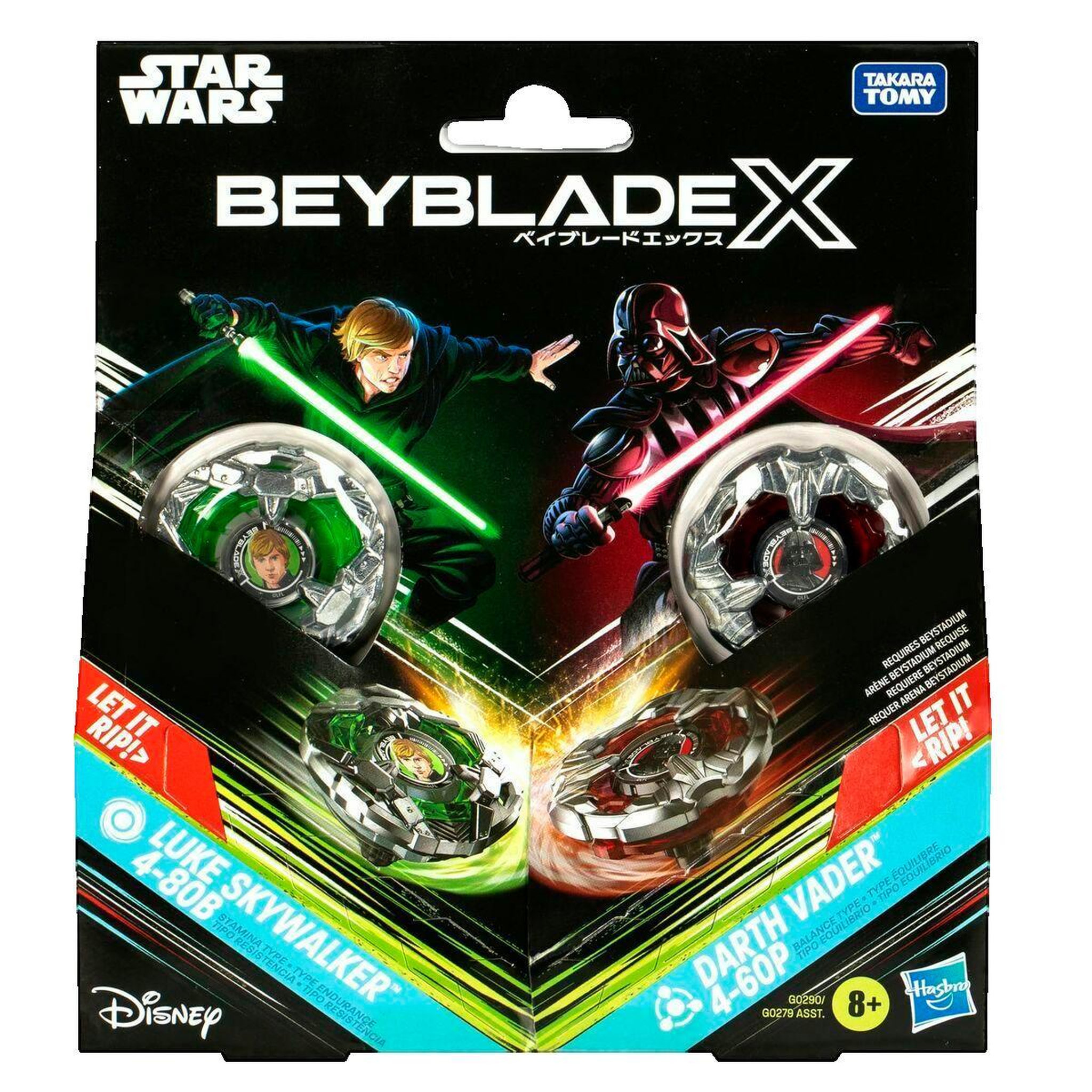 Voir la diapositive 2 : HASBRO Beyblade X et Star Wars Collab Luke Skywalker 4-80B vs. Darth Vader 4-60B