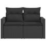 Voir la diapositive 4 : VIDAXL Canape de jardin avec coussins 2 places noir resine tressee