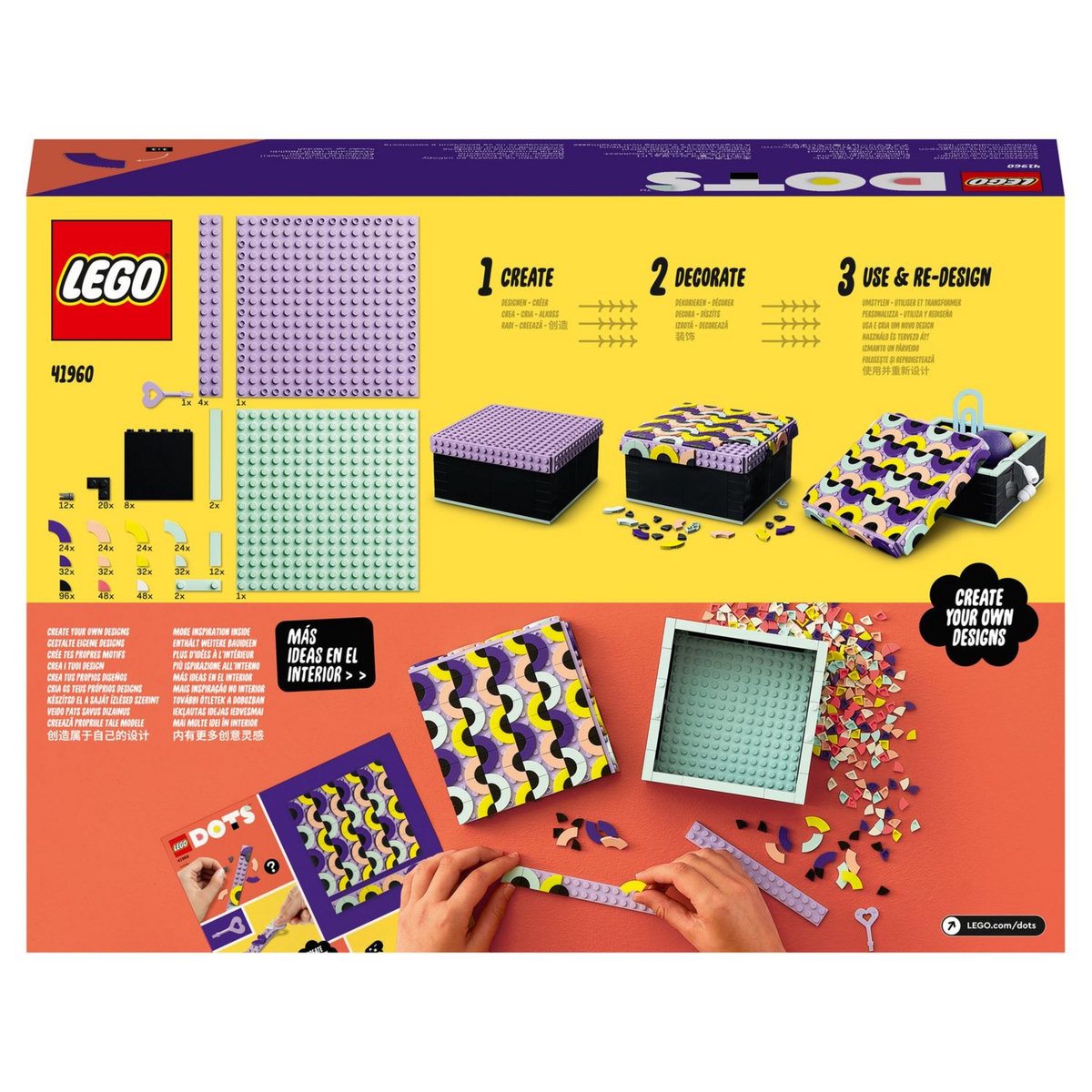 LEGO DOTS 41960 La Grande Boîte, Loisir Créatif de Rangement de Chambre d'Enfants