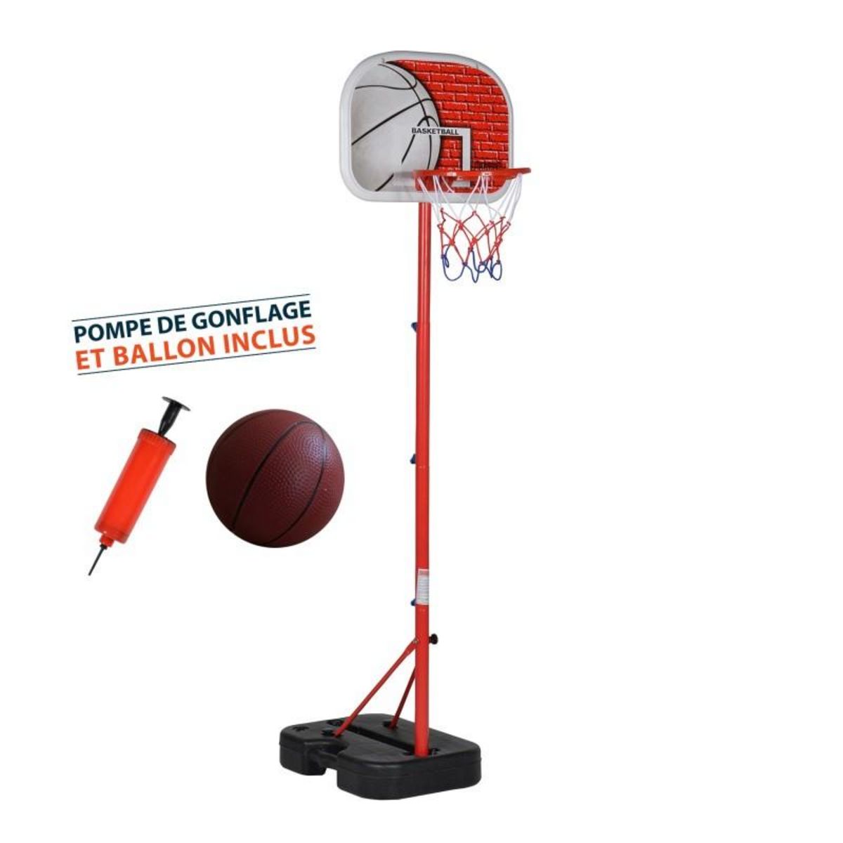 BUMBER Panier de Basket sur Pied Mobile pour Enfant  Atlanta  Hauteur Réglable jusqu'à 1m35