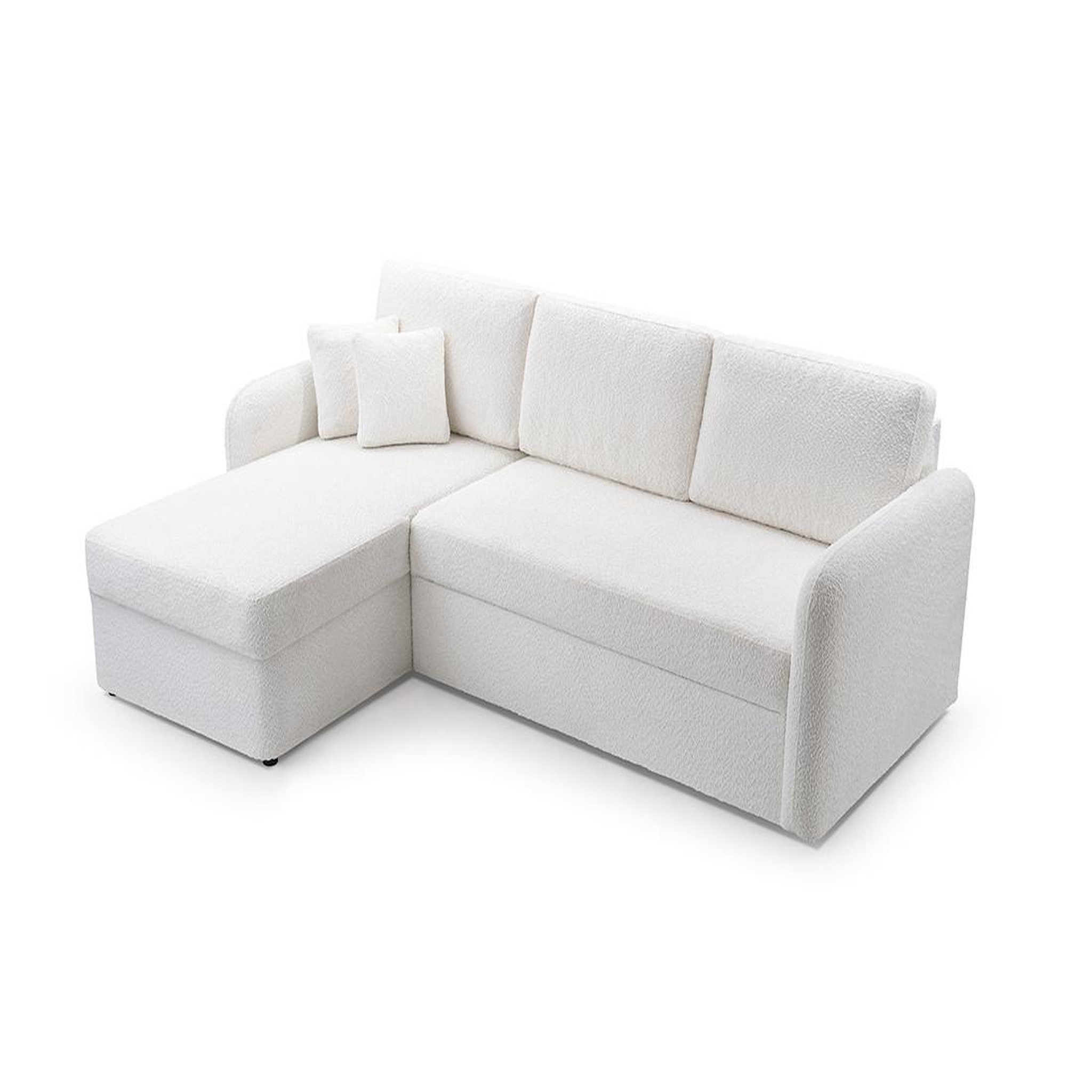 Voir la diapositive 2 : BEST MOBILIER Pocatello - canapé d'angle réversible 4 places - convertible avec coffre - en tissu bouclette