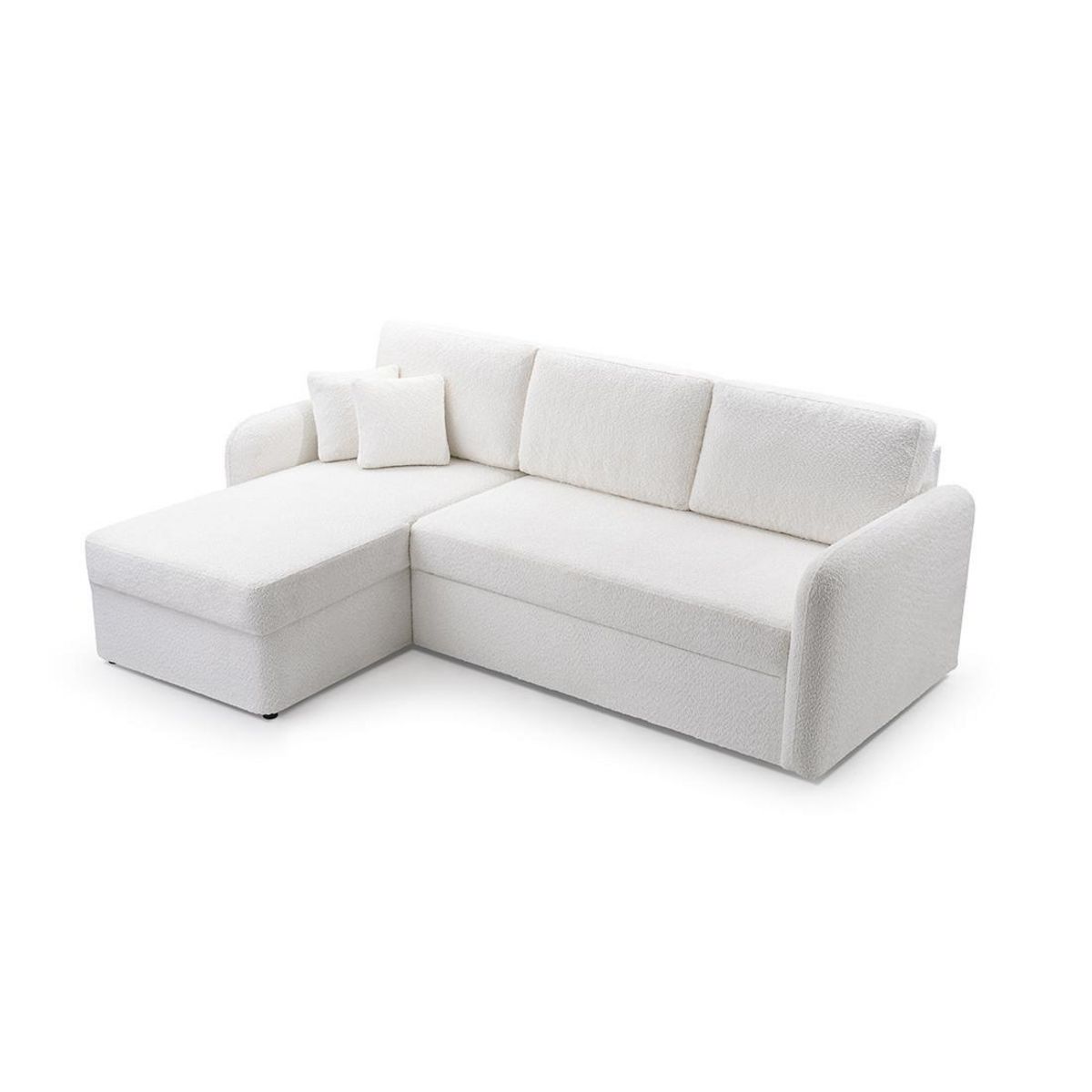 BEST MOBILIER Pocatello - canapé d'angle réversible 4 places - convertible avec coffre - en tissu bouclette