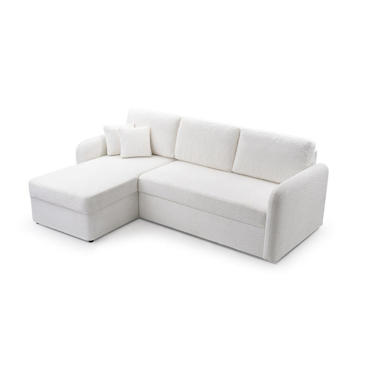 BEST MOBILIER Pocatello - canapé d'angle réversible 4 places - convertible avec coffre - en tissu bouclette