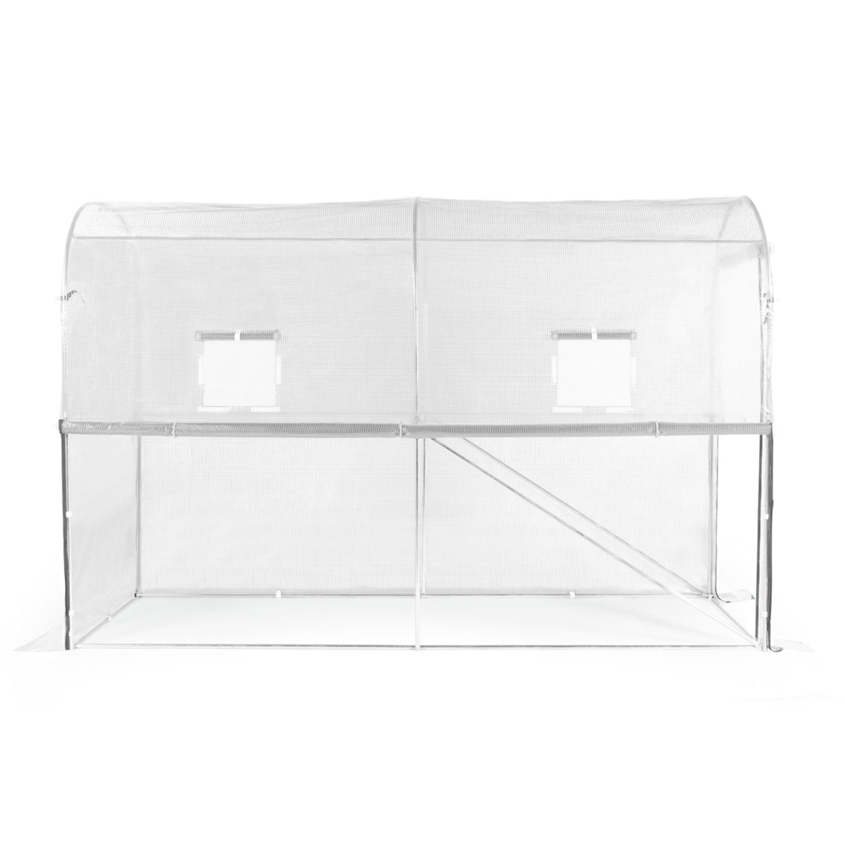 ID MARKET Serre à tomates relevable 3m² blanche 2 fenêtres avec moustiquaire et porte zippée