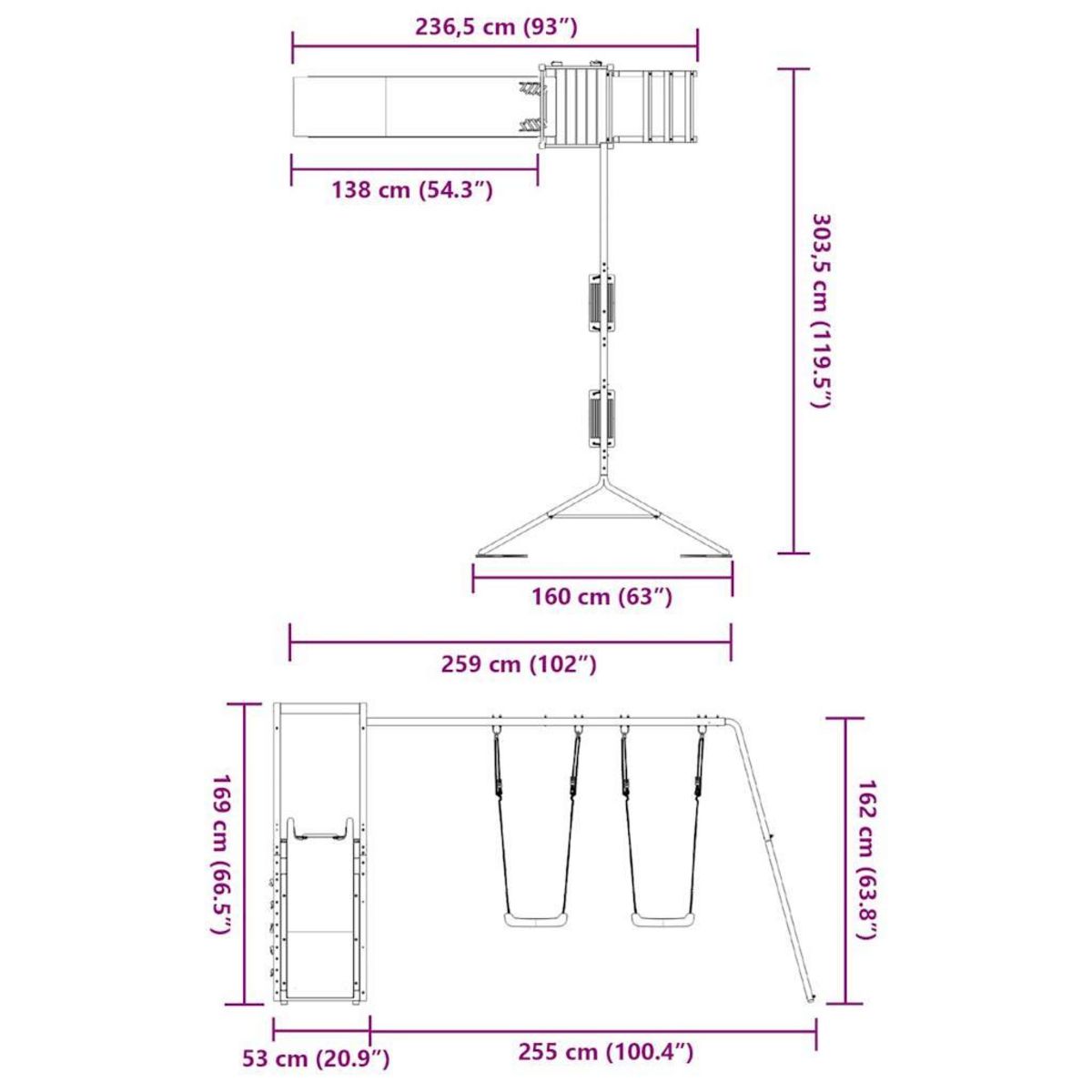 VIDAXL Aire de jeux d'exterieur bois de pin impregne