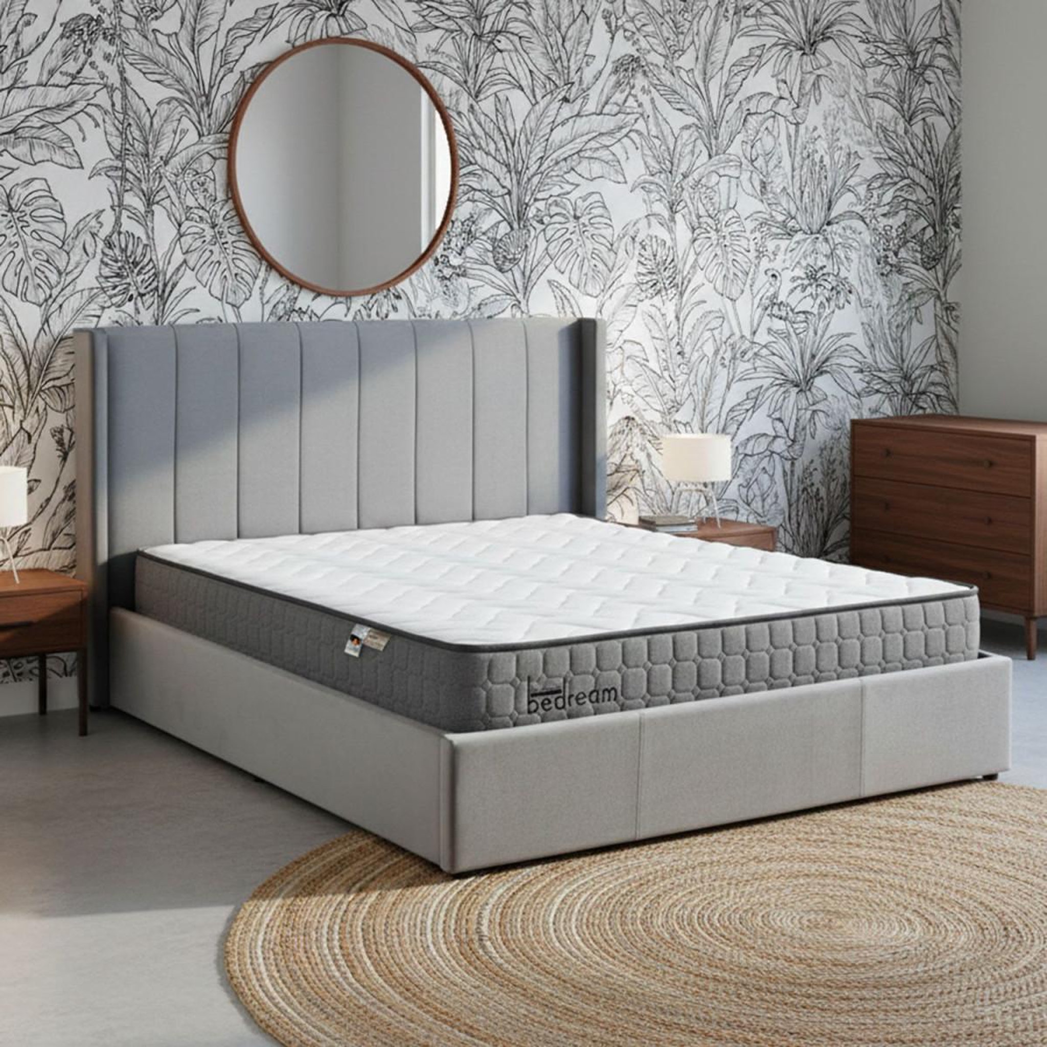 Voir la diapositive 5 : Paris Prix Pack lit coffre en velours & matelas  maggie & goodream  180x200cm gris