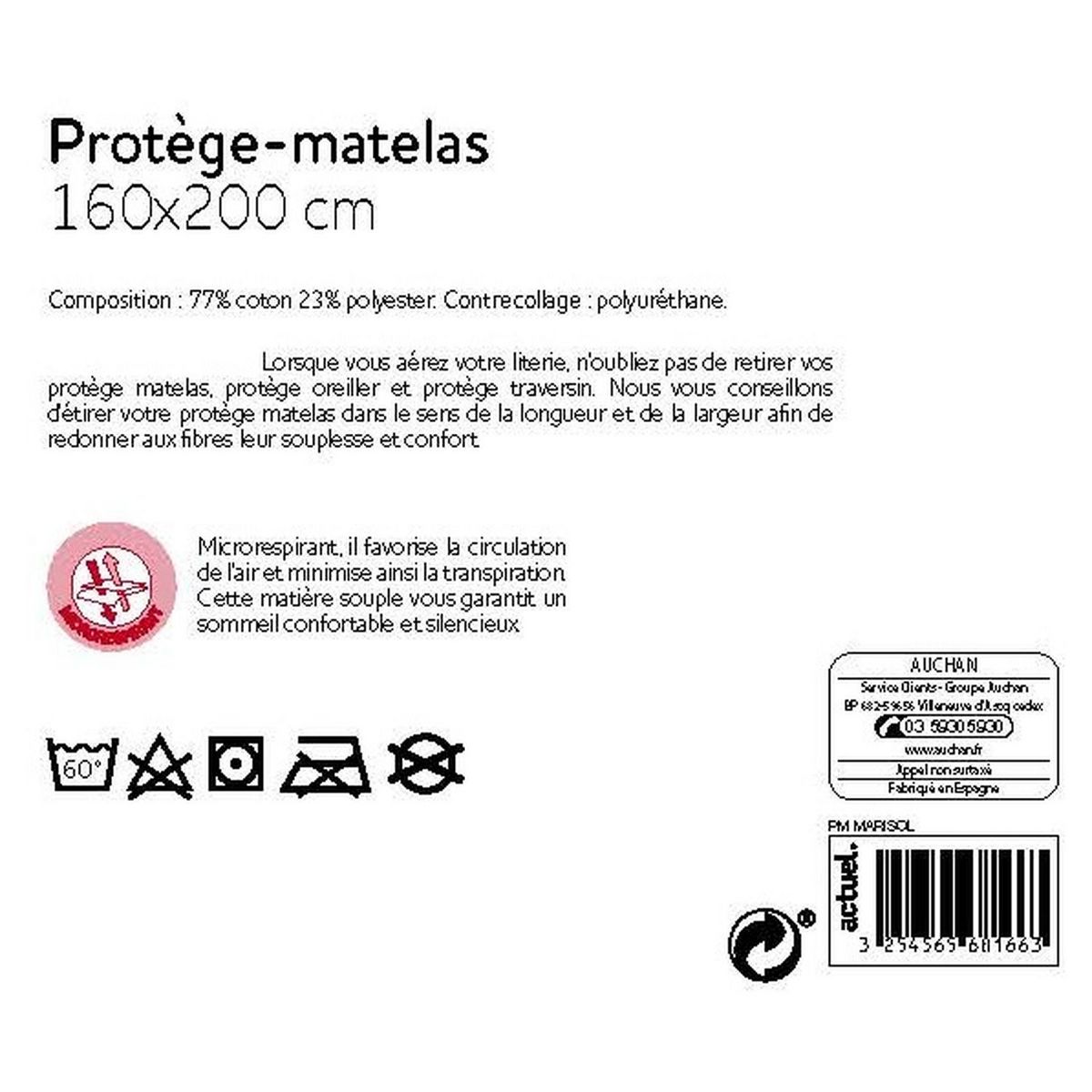 ACTUEL Protège matelas imperméable en polycoton MARISOL BIOME