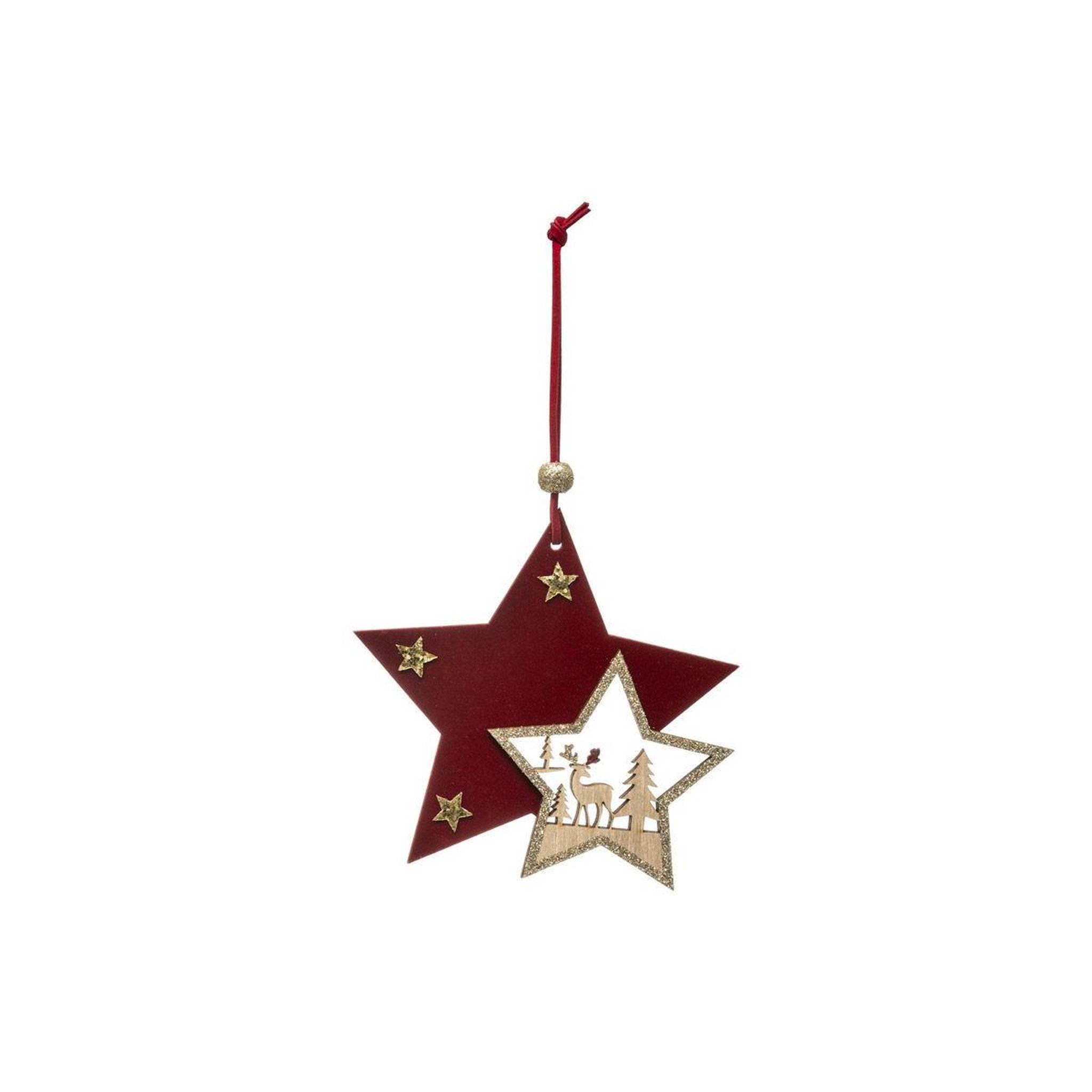 FEERIC LIGHT & CHRISTMAS Sujet de noël étoiles  héritage  20cm rouge & or