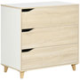 Voir la diapositive 1 : HOMCOM Commode design scandinave 3 tiroirs piètement effilé panneaux MDF blanc aspect bois clair
