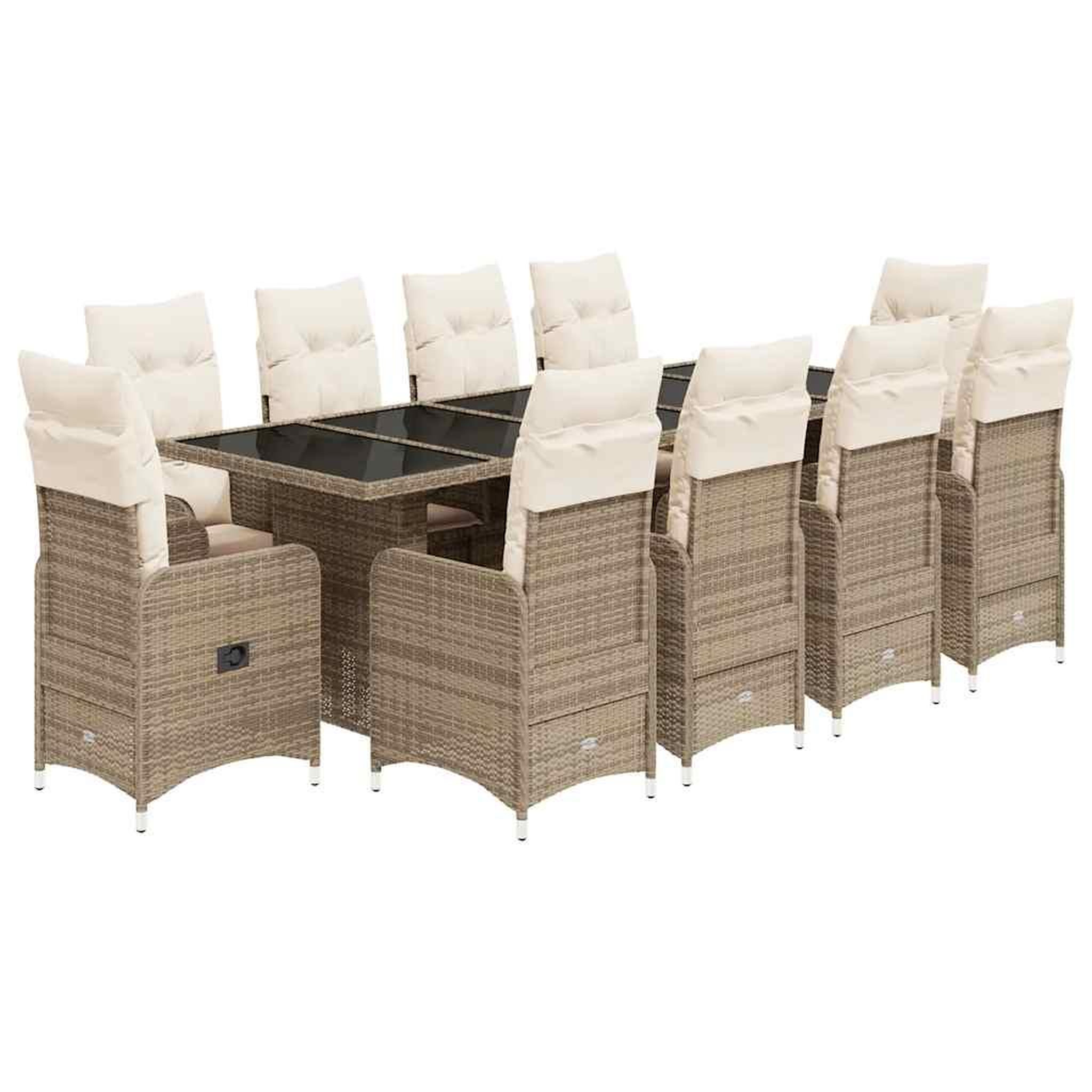 Voir la diapositive 2 : VIDAXL Ensemble de bistro de jardin 11 pcs coussins beige poly rotin
