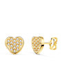 Voir la diapositive 1 : L'ATELIER D'AZUR Boucles d'Oreilles Or 18 Carats 750 Jaune et Zirconiums - Motif Coeur