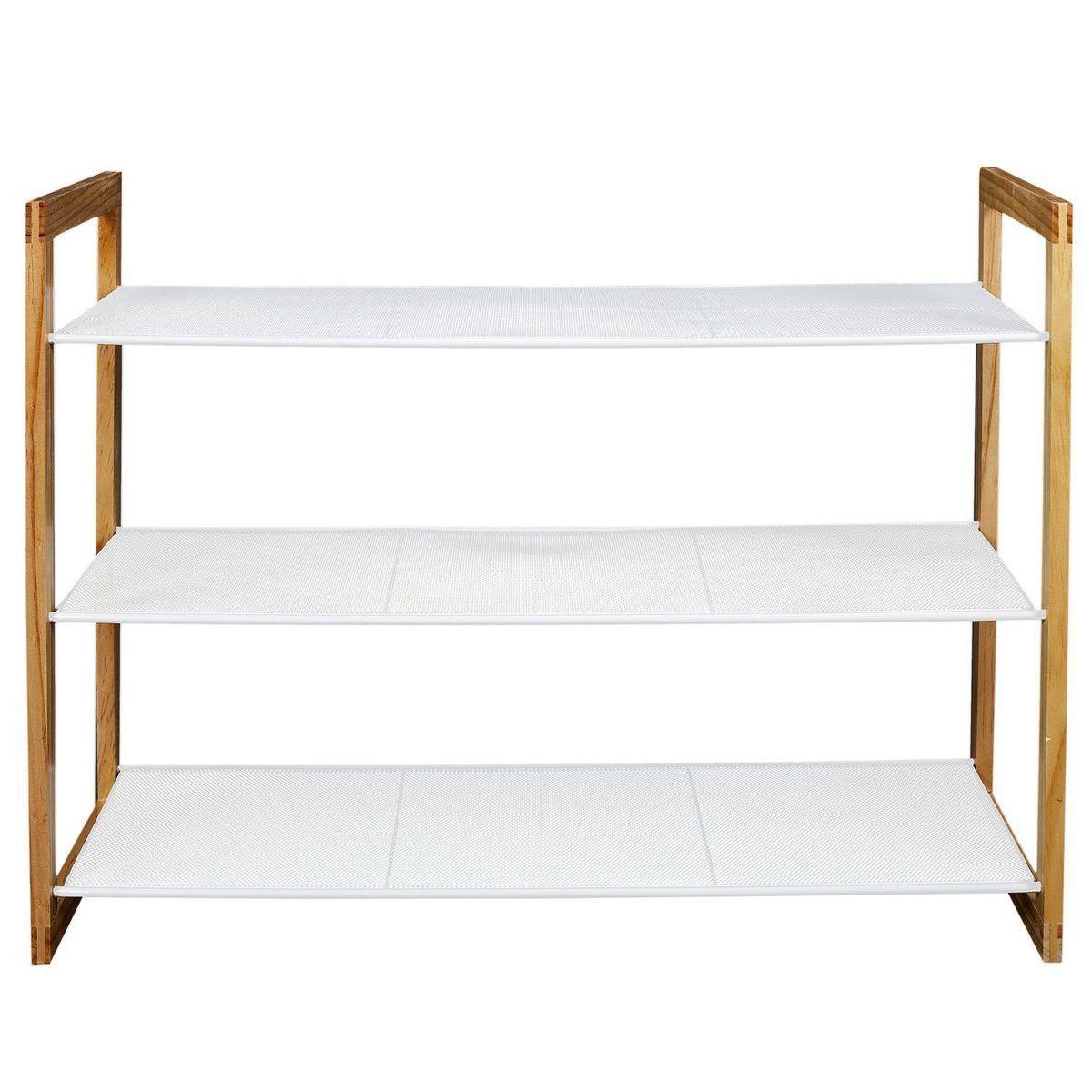 TOILINUX Meuble à chaussures 3 étagères City - Bois et blanc