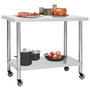 Voir la diapositive 2 : VIDAXL Table de travail de cuisine avec roues 100x60x85 cm Inox