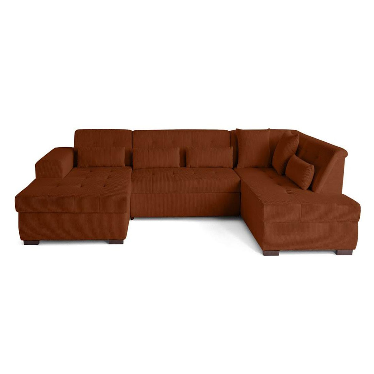 LISA DESIGN Vermont - canapé panoramique d'angle droit - 7 places - convertible avec coffre - en velours côtelé