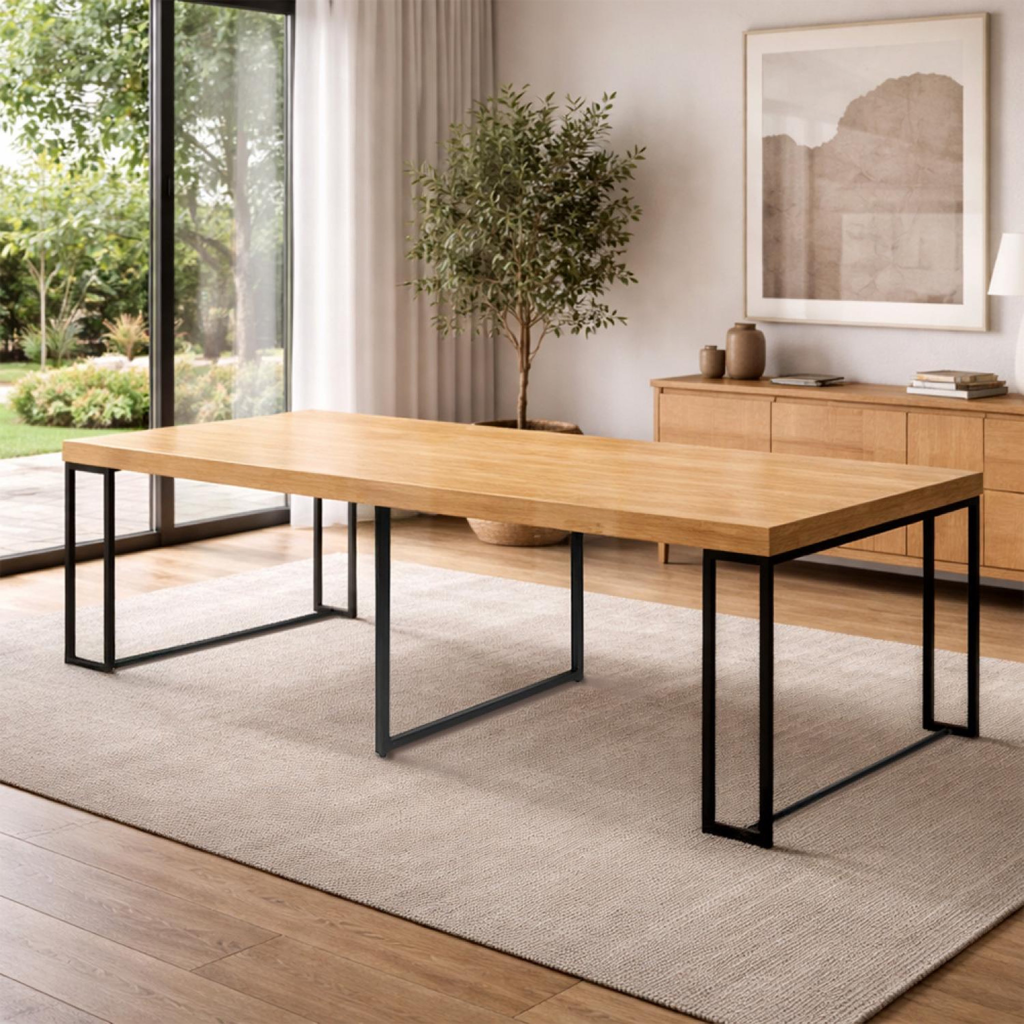 Voir la diapositive 2 : CONCEPT USINE Table extensible 10-12 personnes effet bois 300cm kama
