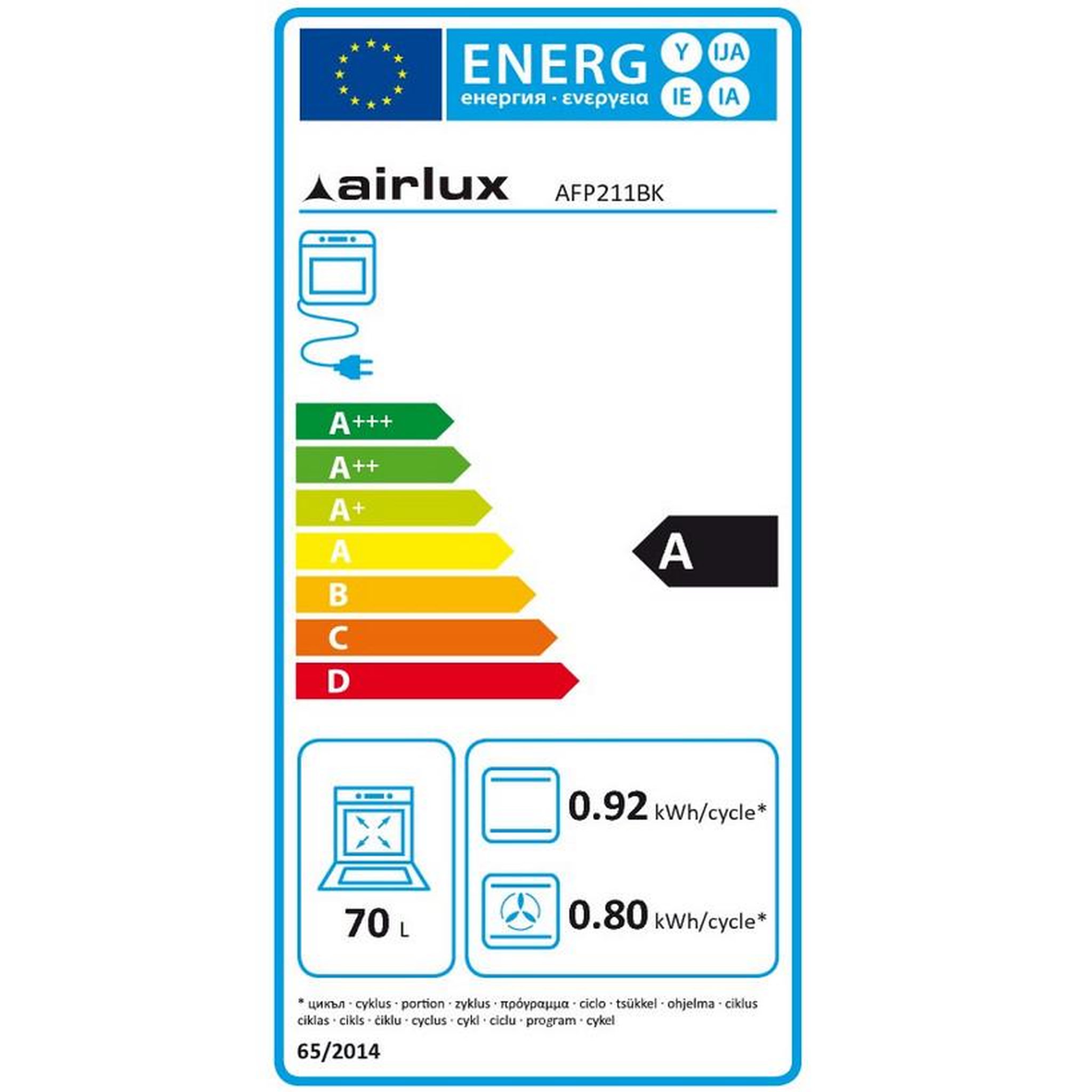 Voir la diapositive 2 : Airlux Four intégrable multifonction 70l 60cm pyrolyse inox - afp212bk