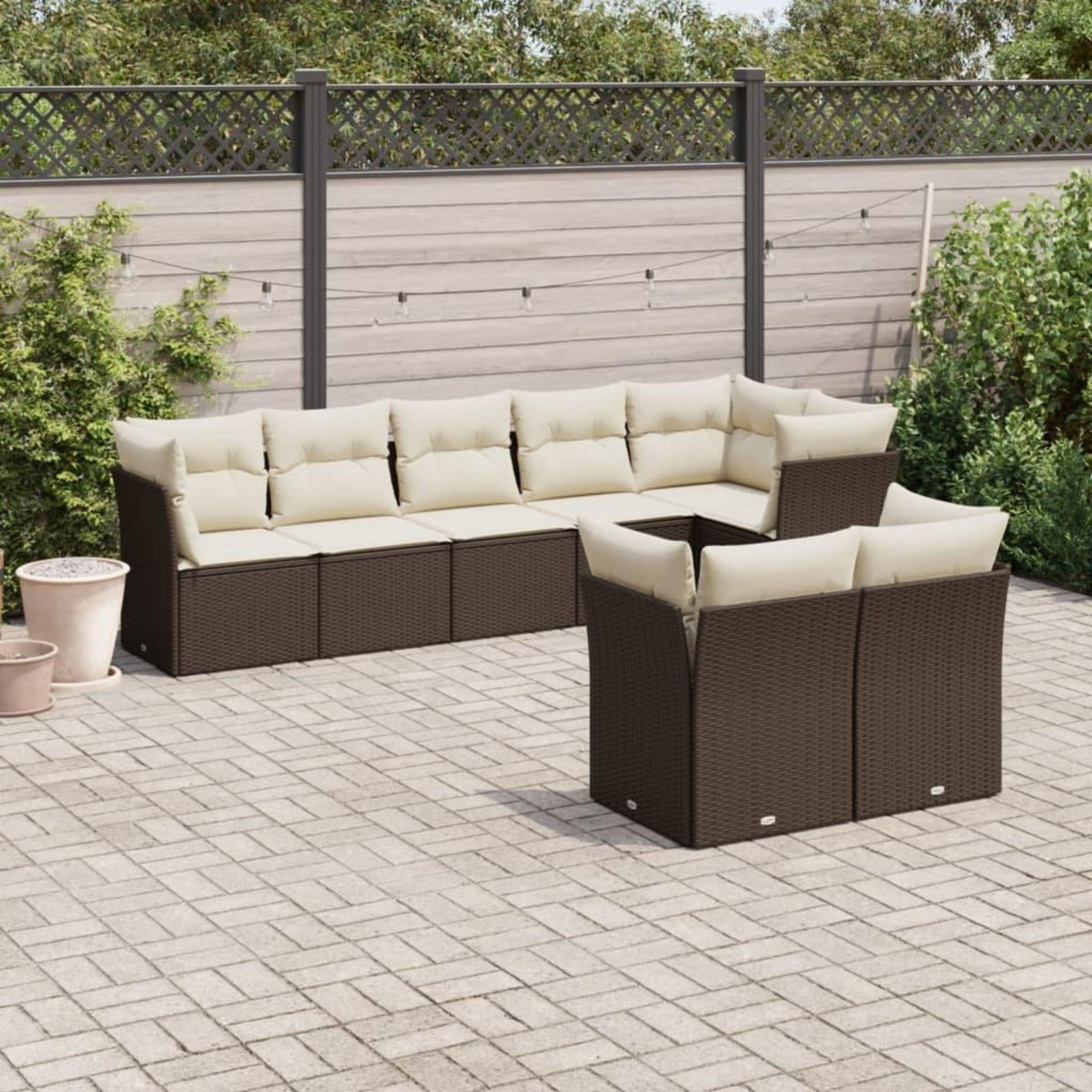 VIDAXL Salon de jardin 8 pcs avec coussins marron resine tressee