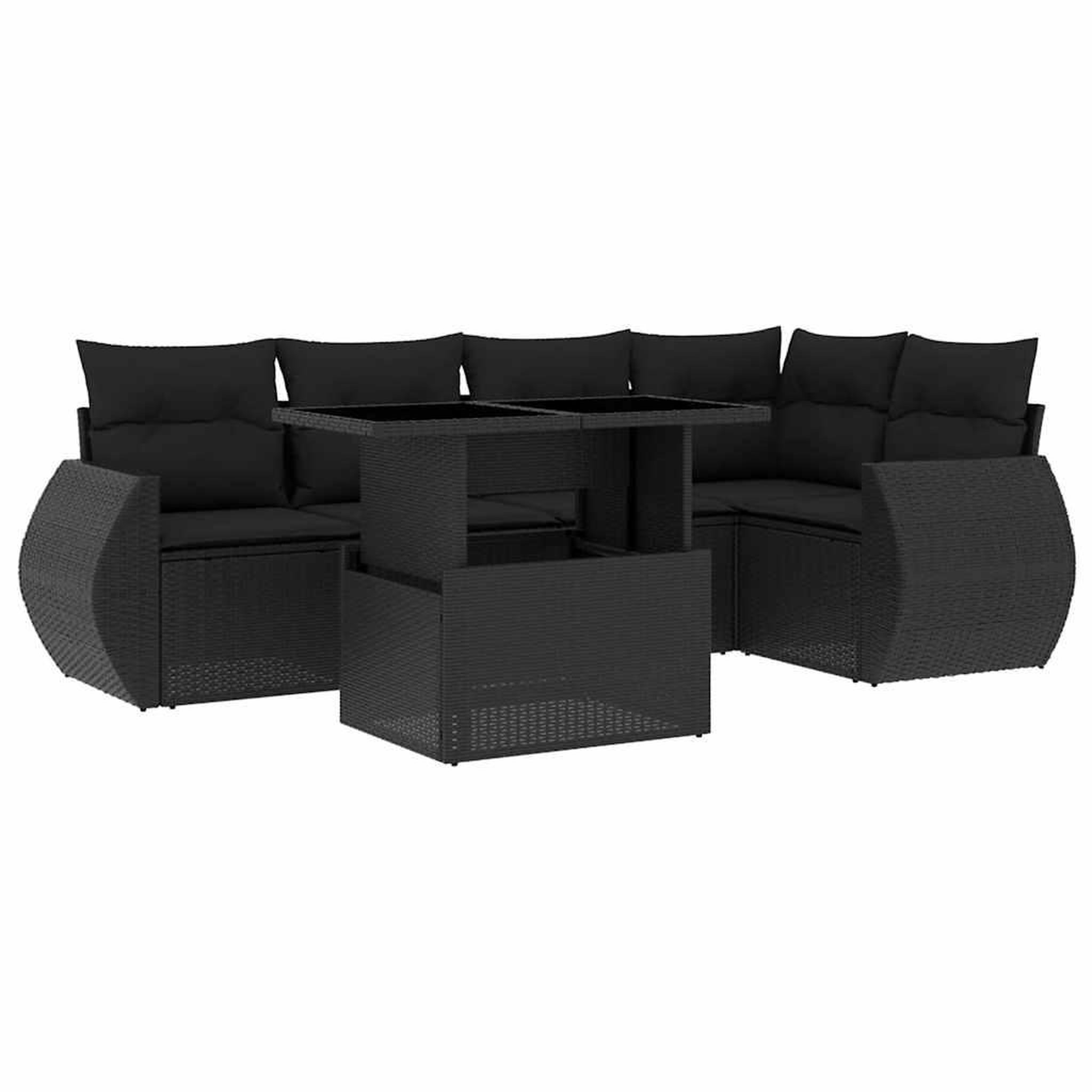 Voir la diapositive 2 : VIDAXL Salon de jardin 6 pcs avec coussins noir resine tressee