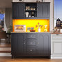 Voir la diapositive 2 : MERAX Buffet de cuisine 4 portes 3 tiroirs - 120 cm noir led mdf