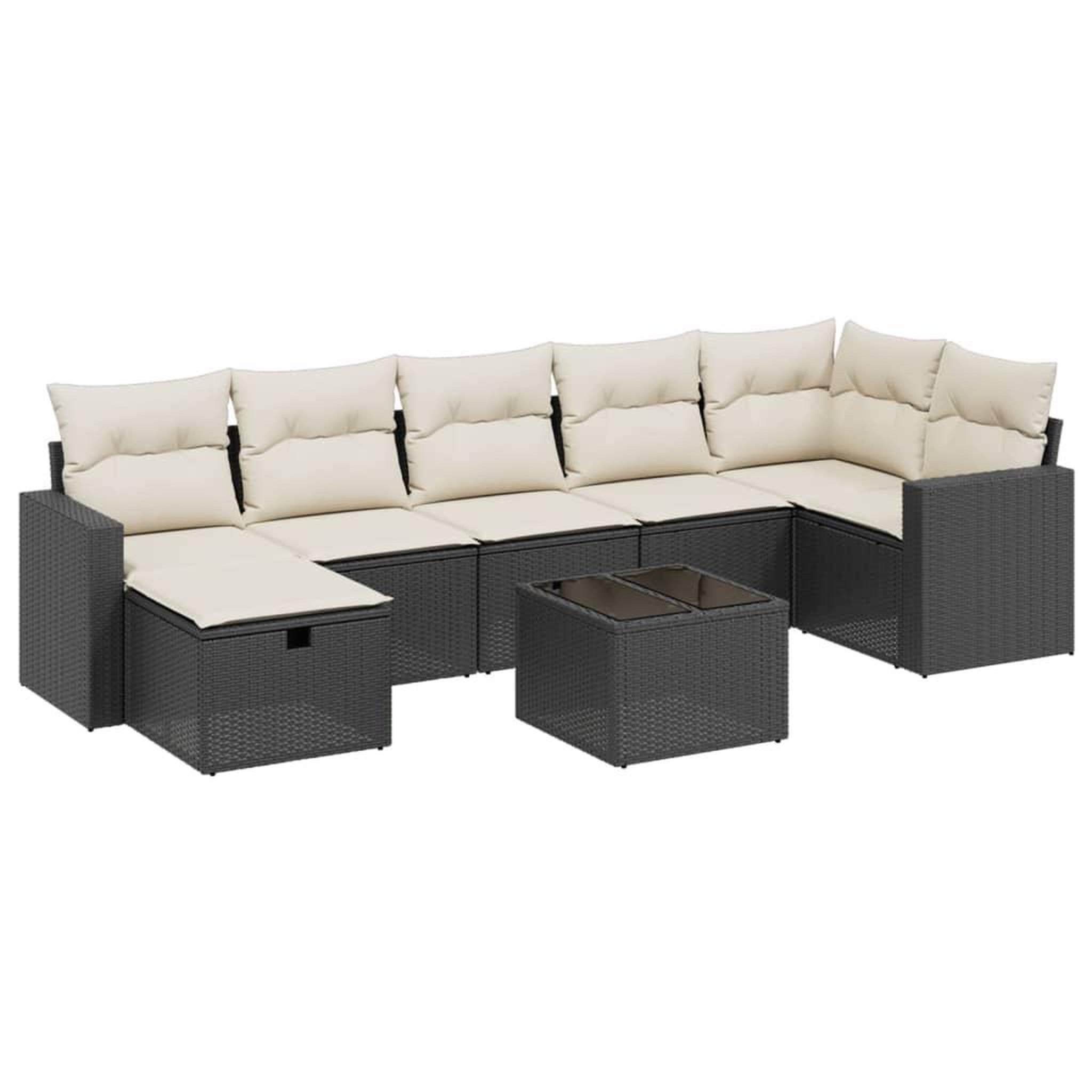 Voir la diapositive 2 : VIDAXL Salon de jardin 8 pcs avec coussins noir resine tressee