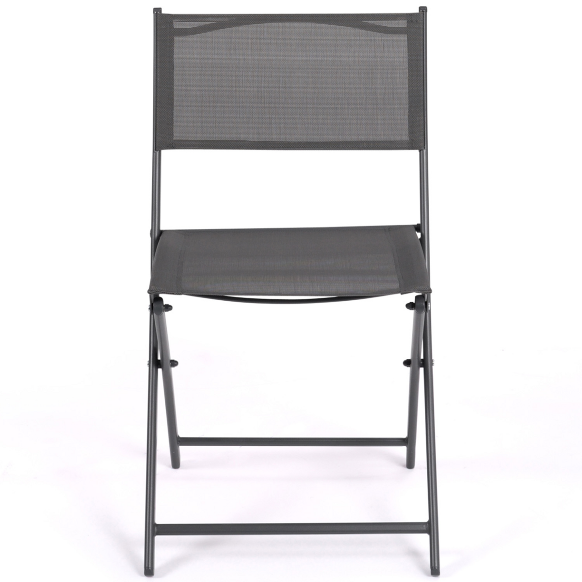 ID MARKET Lot de 6 chaises de jardin pliantes BASTIA métal et textilène gris anthracite