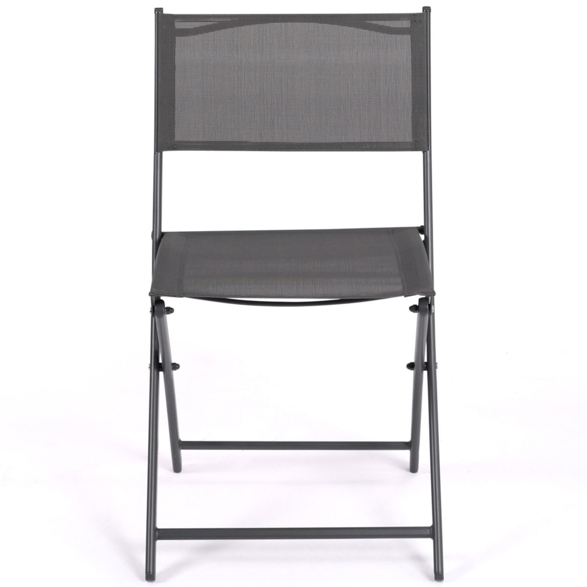 ID MARKET Lot de 6 chaises de jardin pliantes BASTIA métal et textilène gris anthracite