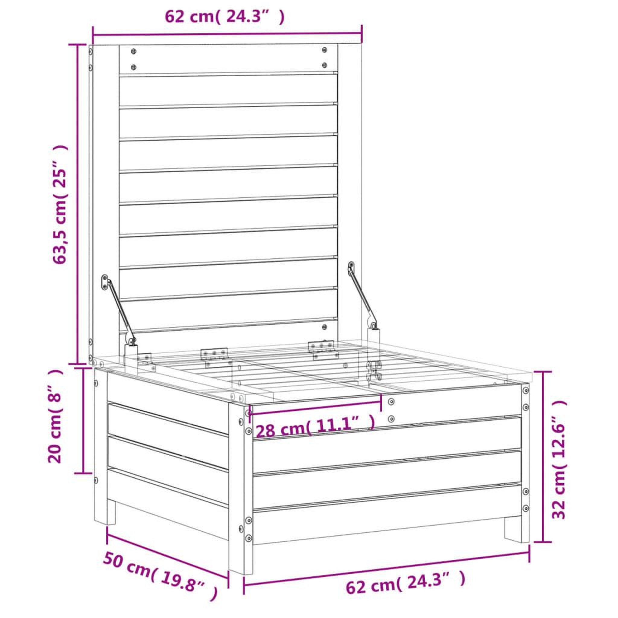 Voir la diapositive 6 : VIDAXL Repose-pied de jardin cire marron 62x63,5x32 cm bois pin massif