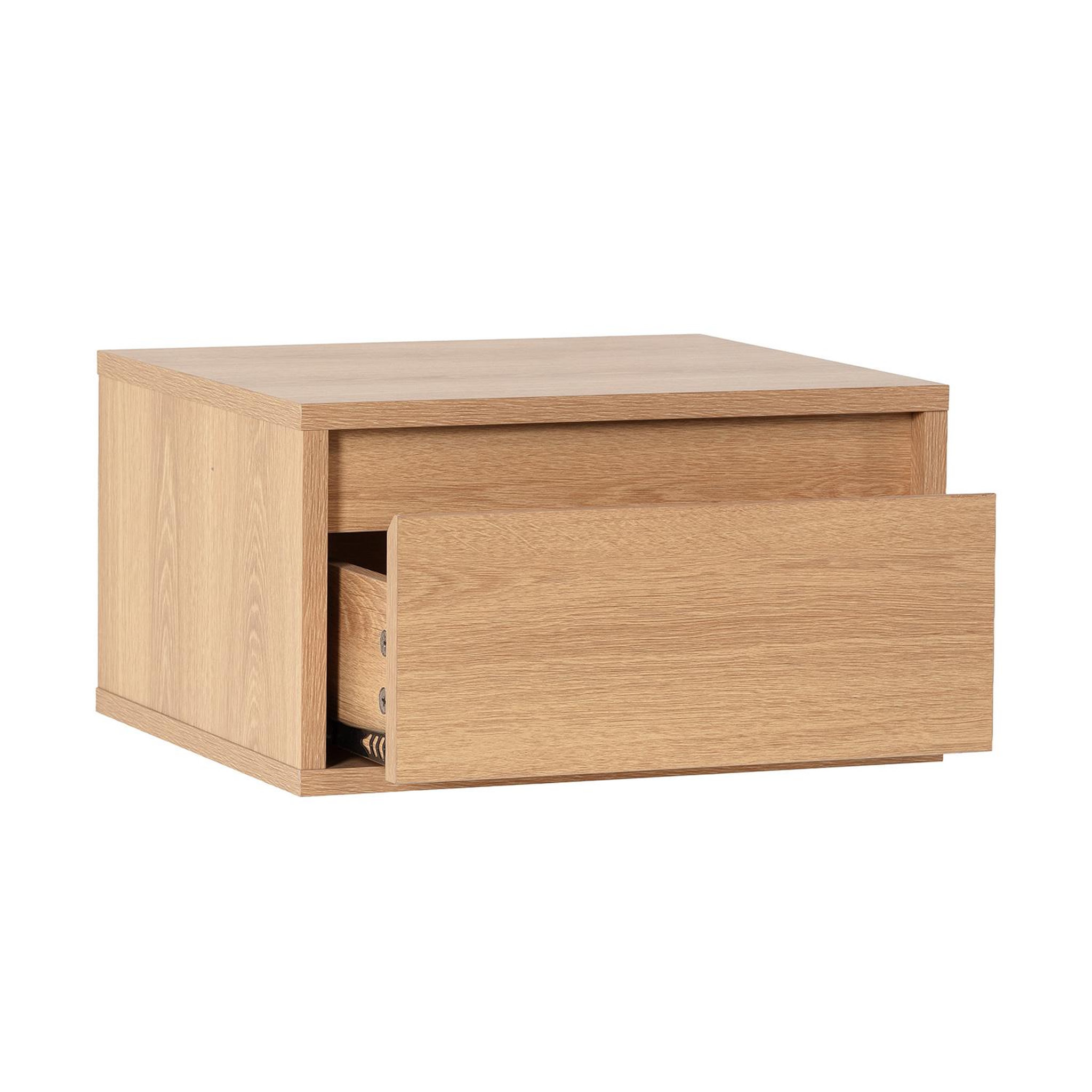 Voir la diapositive 3 : VS VENTA-STOCK Table de chevet flottante Tori 1 tiroir effet Chêne
