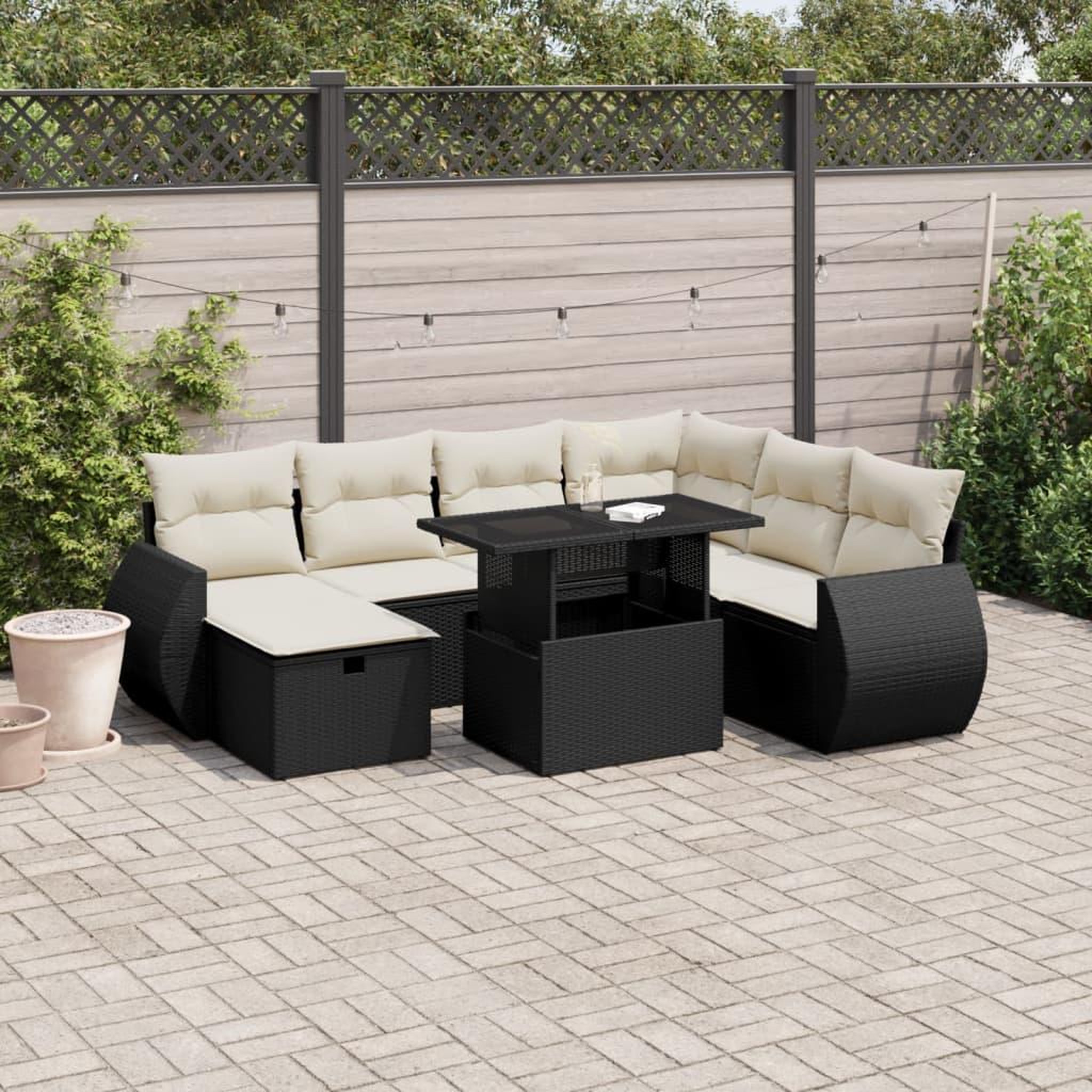 VIDAXL Salon de jardin 8 pcs avec coussins noir resine tressee
