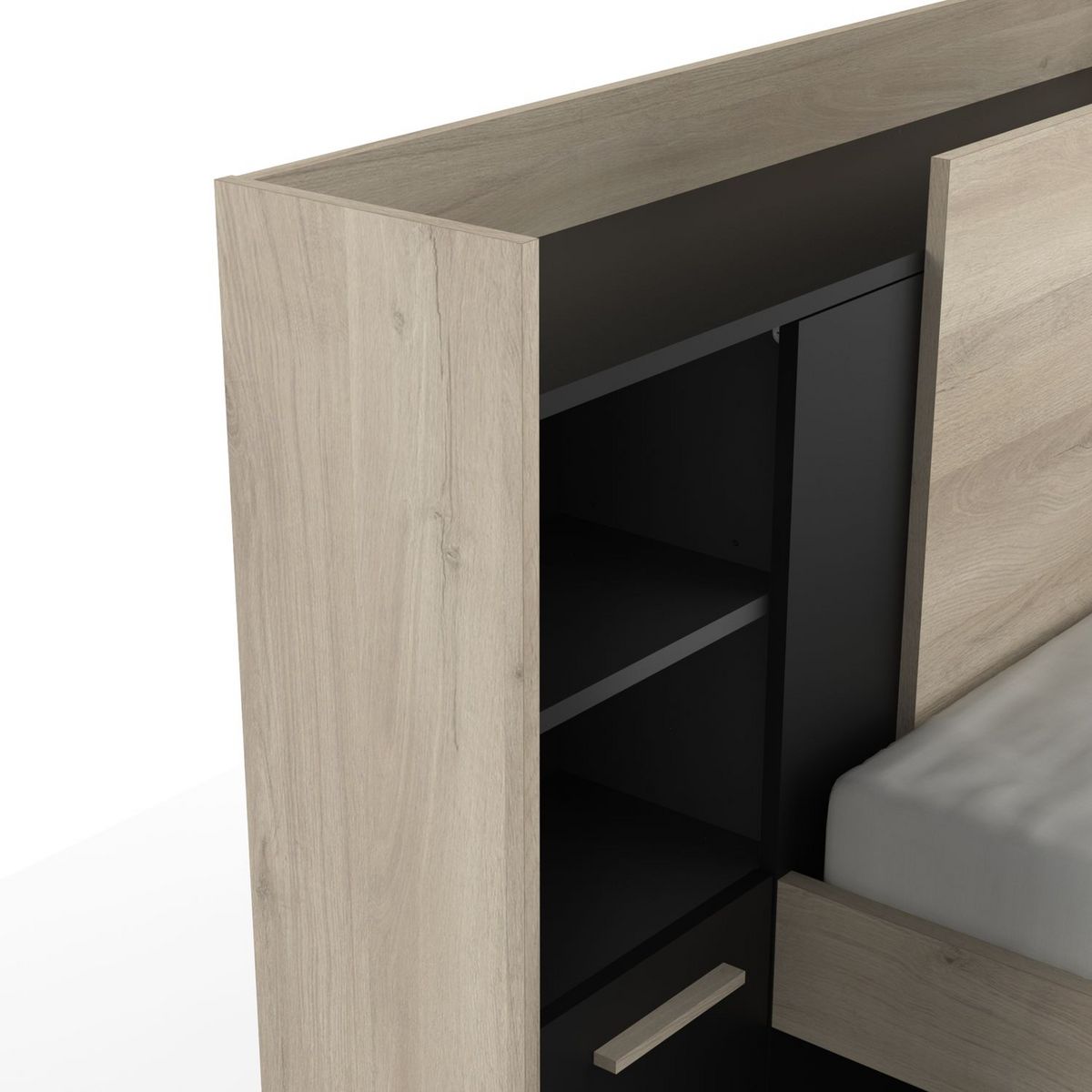 Lit 90x190/200 cm avec rangements 1 tiroir 1 niche LOREDANA