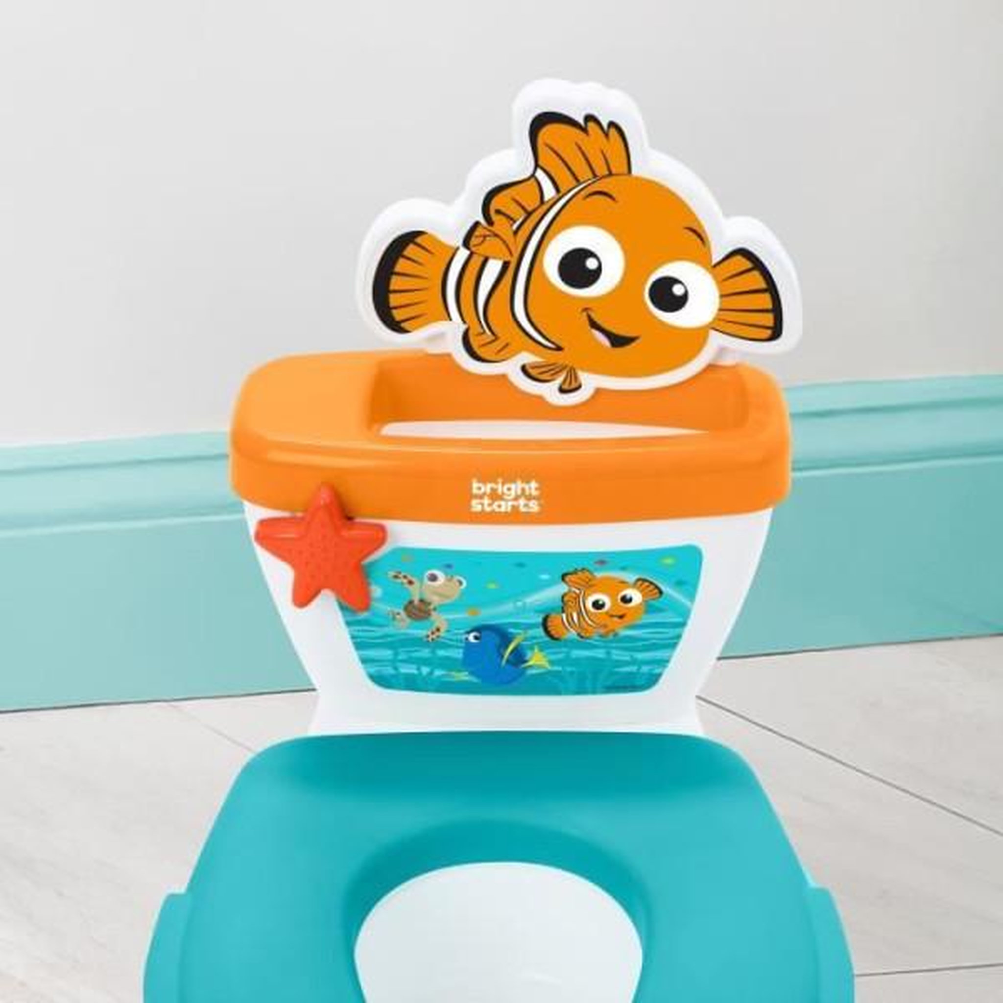 Voir la diapositive 6 : Bright Starts DISNEY BABY - NEMO- Mini toilette avec réducteur de lunette de toilette inclus, 2 en 1, MySize, Pot amovible facile a nettoyer