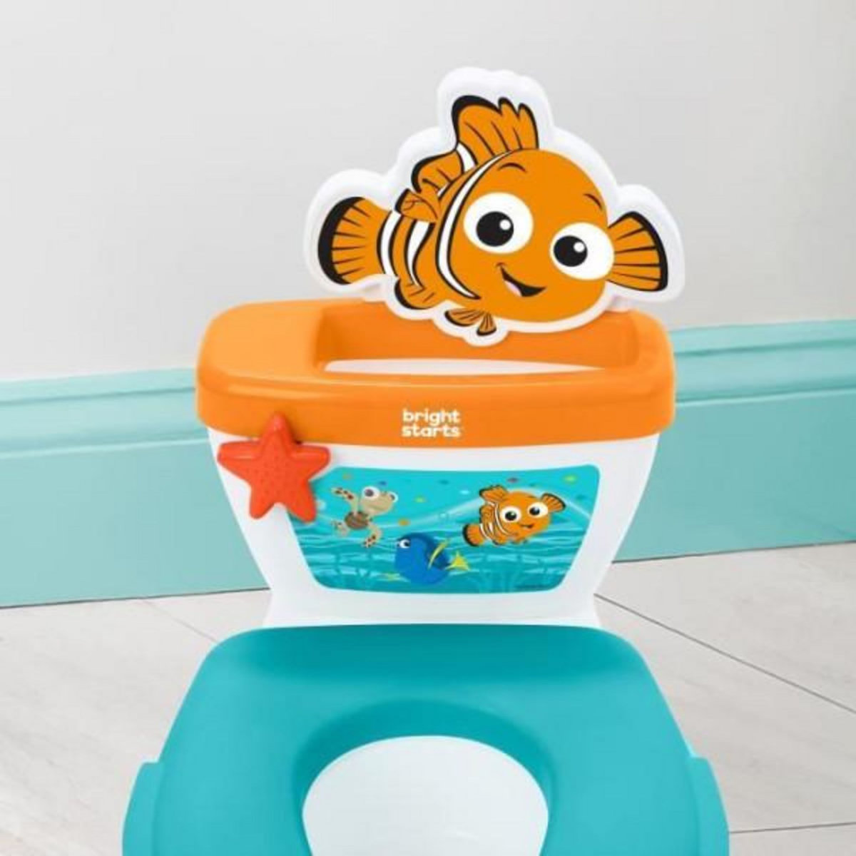 Bright Starts DISNEY BABY - NEMO- Mini toilette avec réducteur de lunette de toilette inclus, 2 en 1, MySize, Pot amovible facile a nettoyer