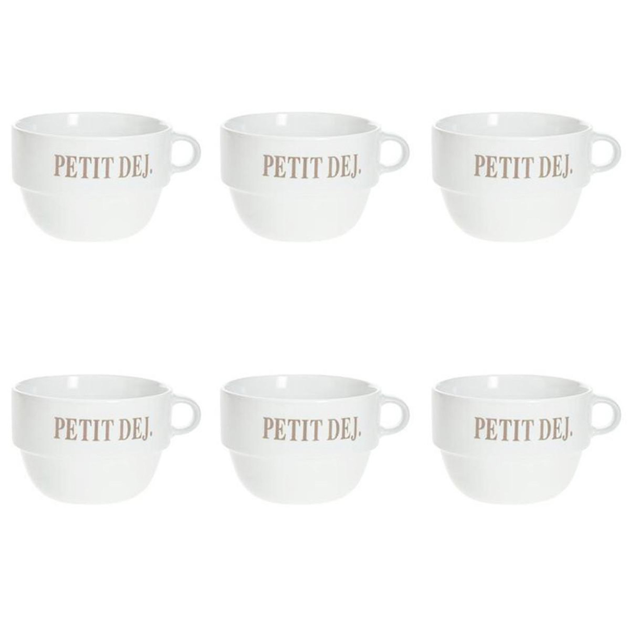 SECRET DE GOURMET Lot de 6 tasses en faïence  coloroma  62cl blanc