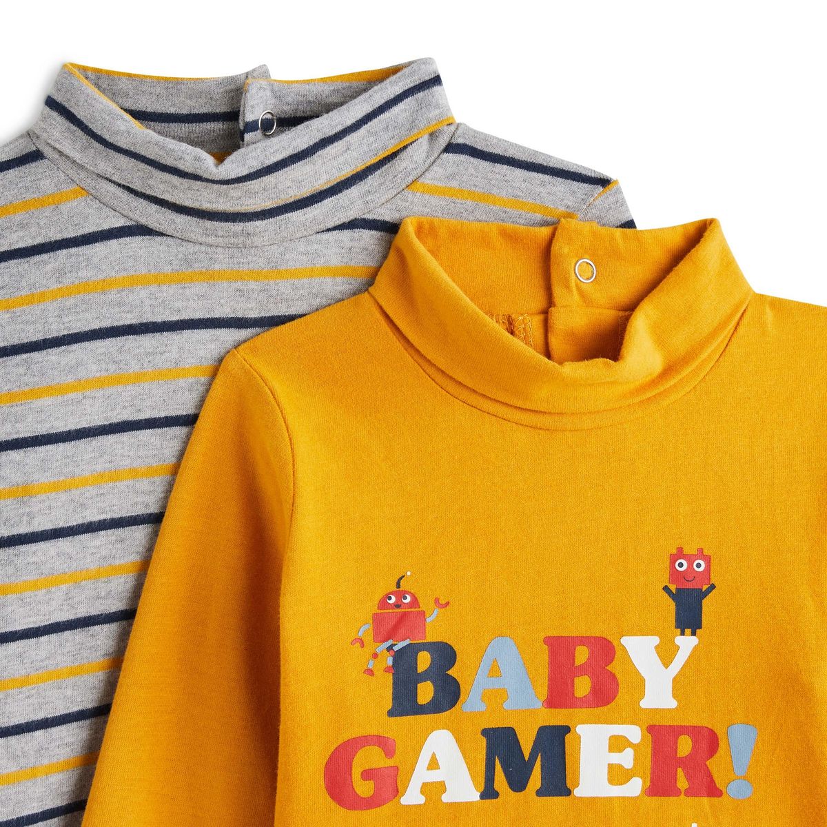 INEXTENSO Lot de 2 sous pull imprimé rayés bébé garçon