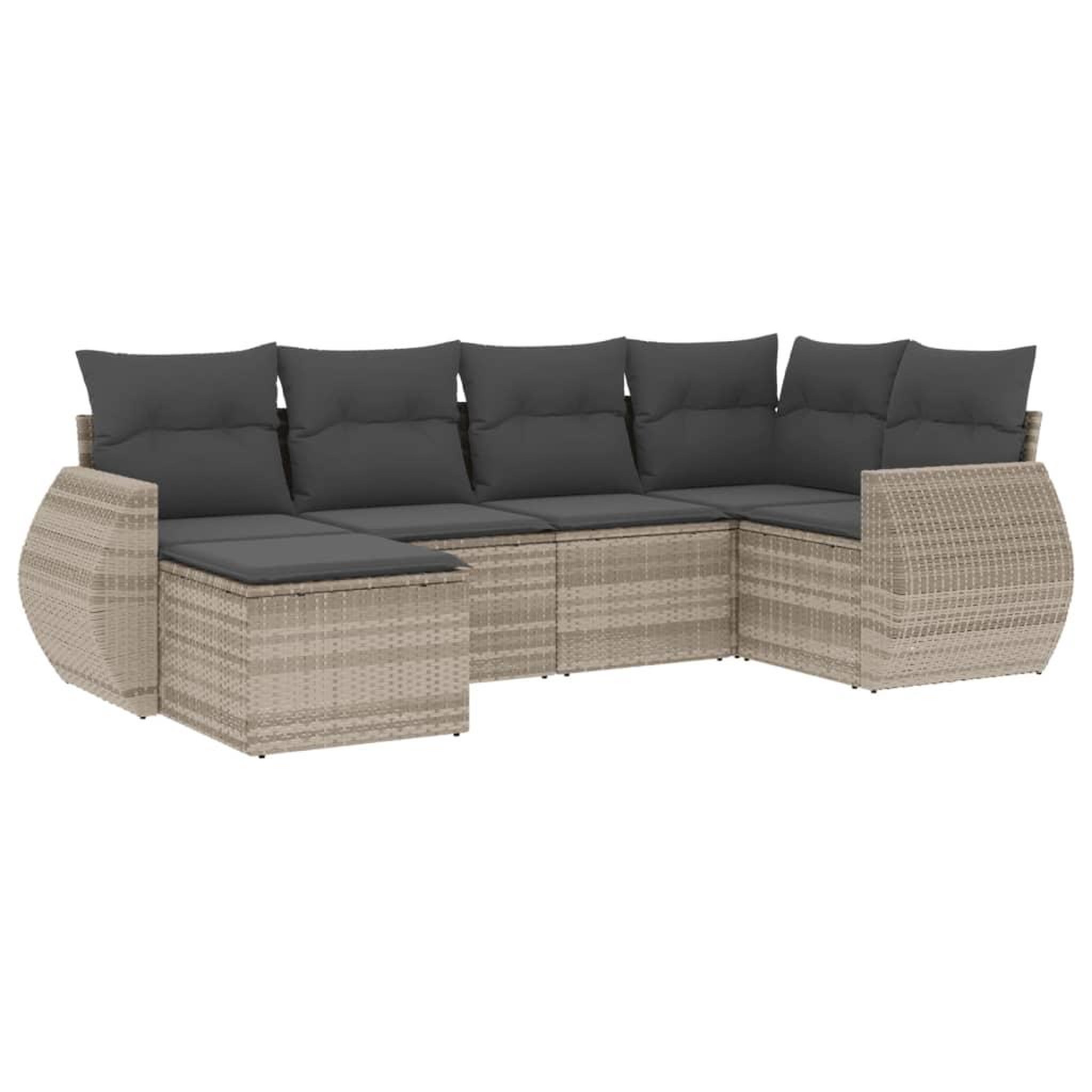 Voir la diapositive 2 : VIDAXL Salon de jardin 6 pcs avec coussins gris clair resine tressee