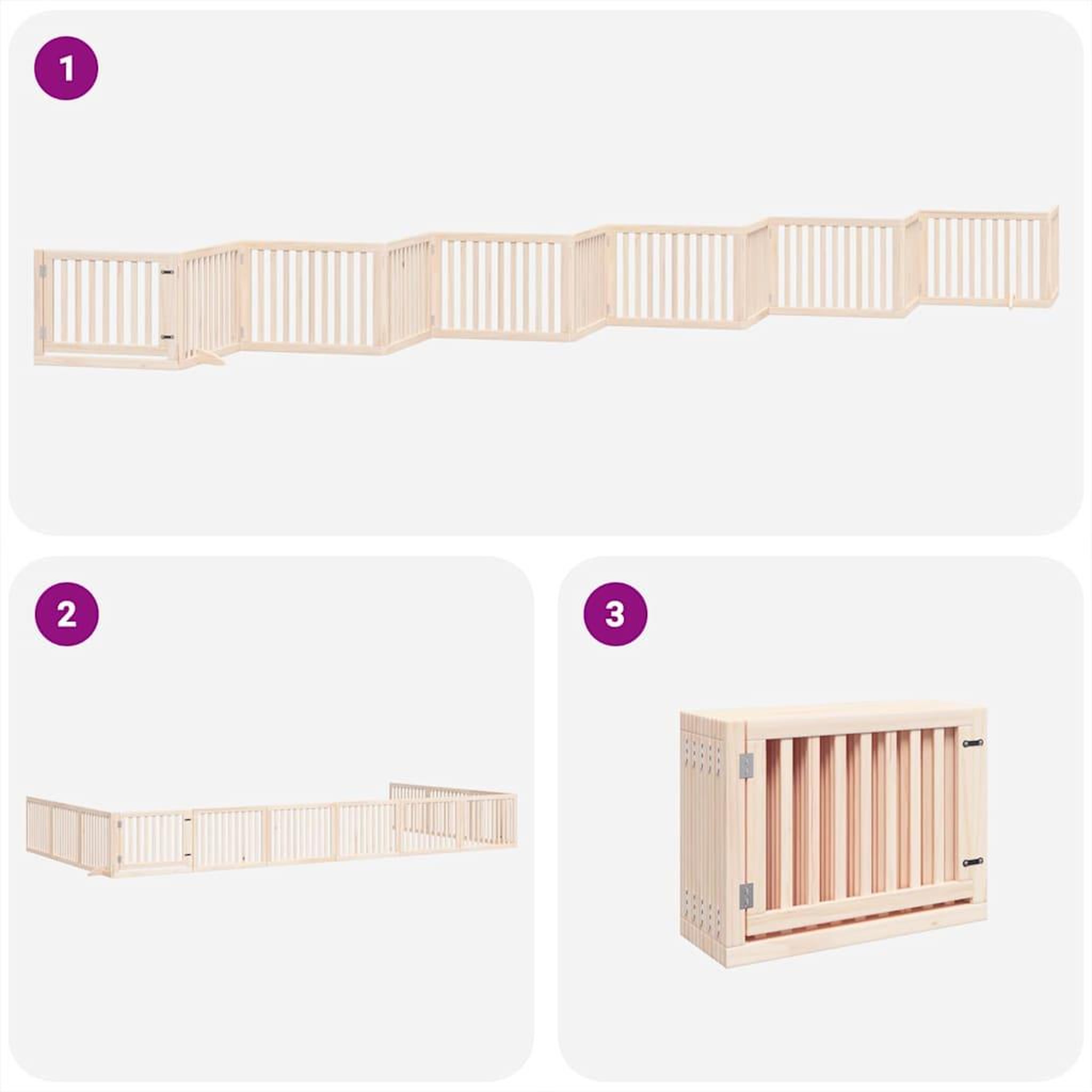 Voir la diapositive 5 : VIDAXL Barriere pour chien porte pliable 12 panneaux bois de peuplier