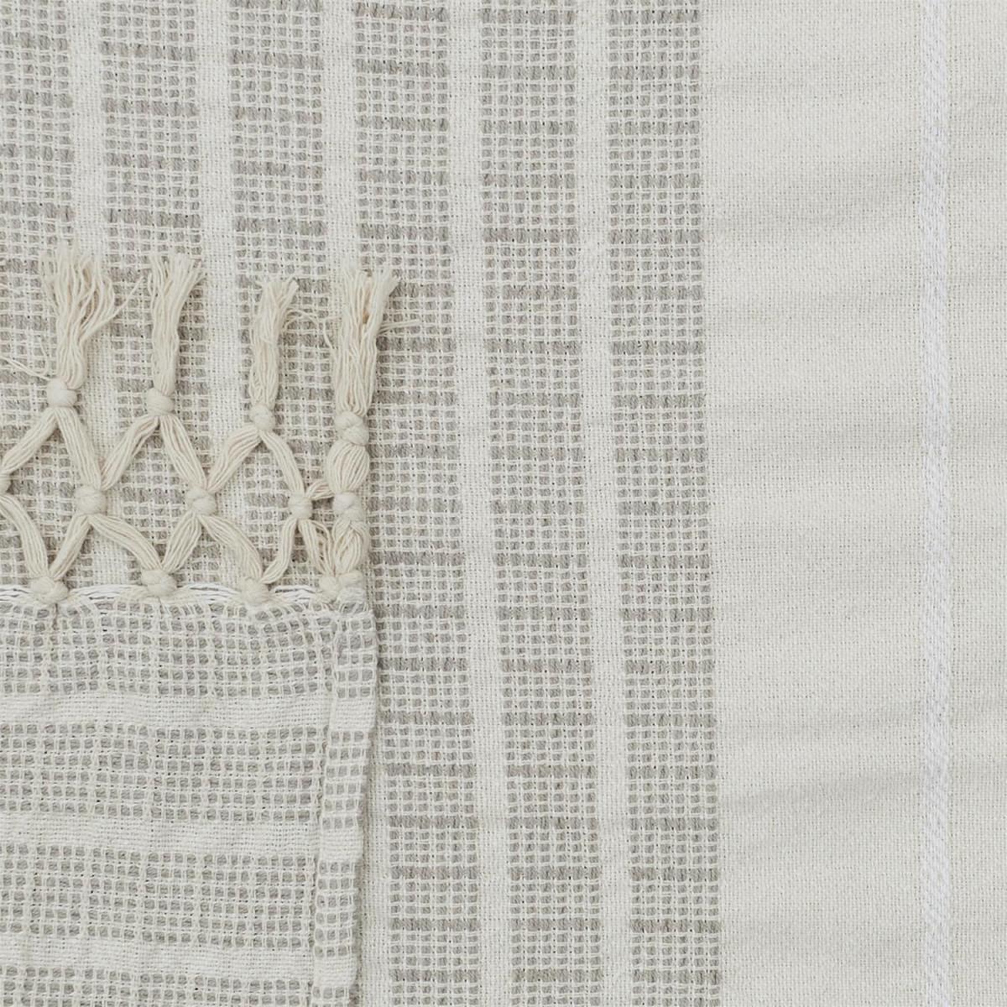 Voir la diapositive 3 : The Home Deco Factory Plaid à franges  imprimé  130x160cm beige & blanc