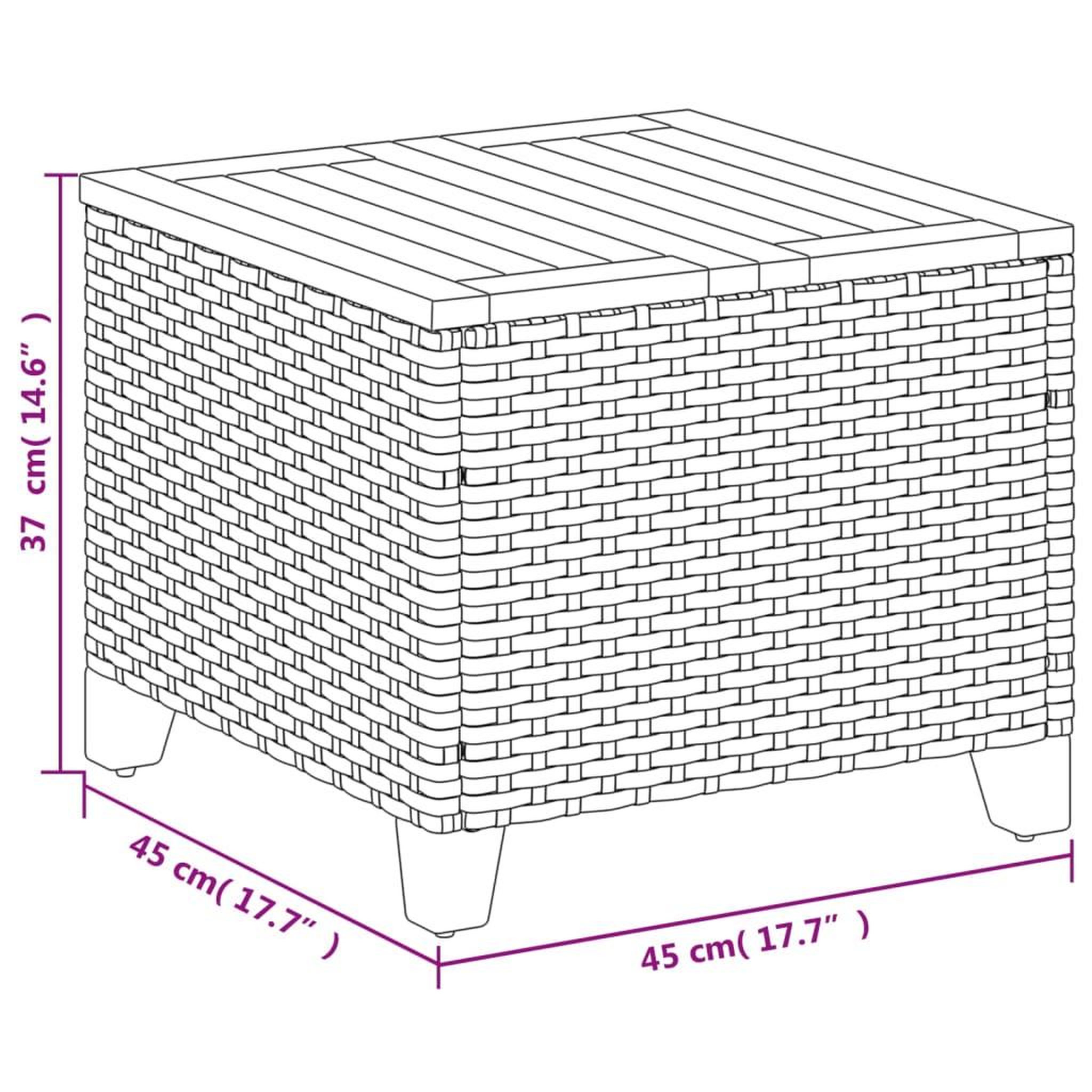 Voir la diapositive 6 : VIDAXL Table de jardin gris 45x45x37 cm resine tressee et bois acacia