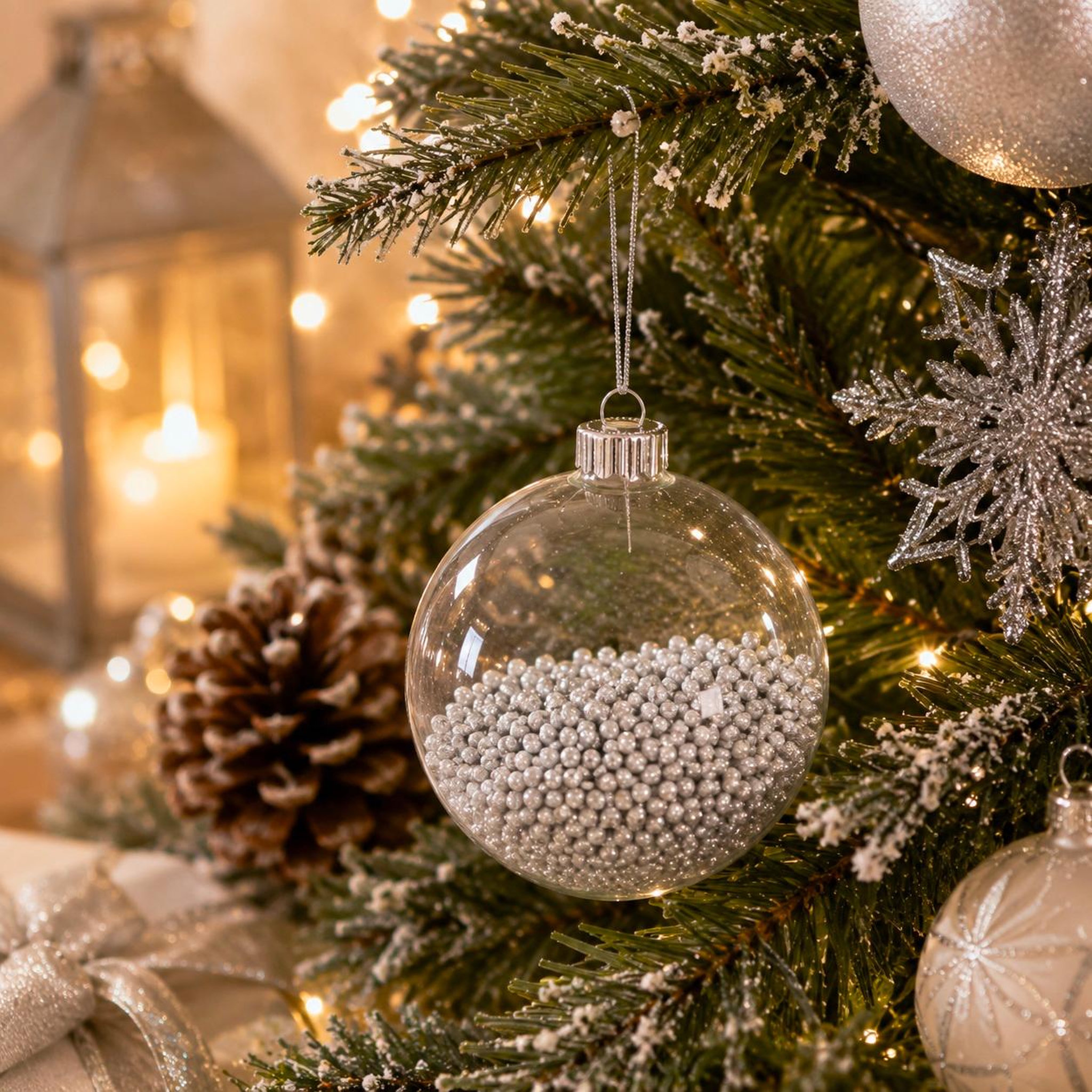 Voir la diapositive 2 : Eden Boule de noël transparente avec billes