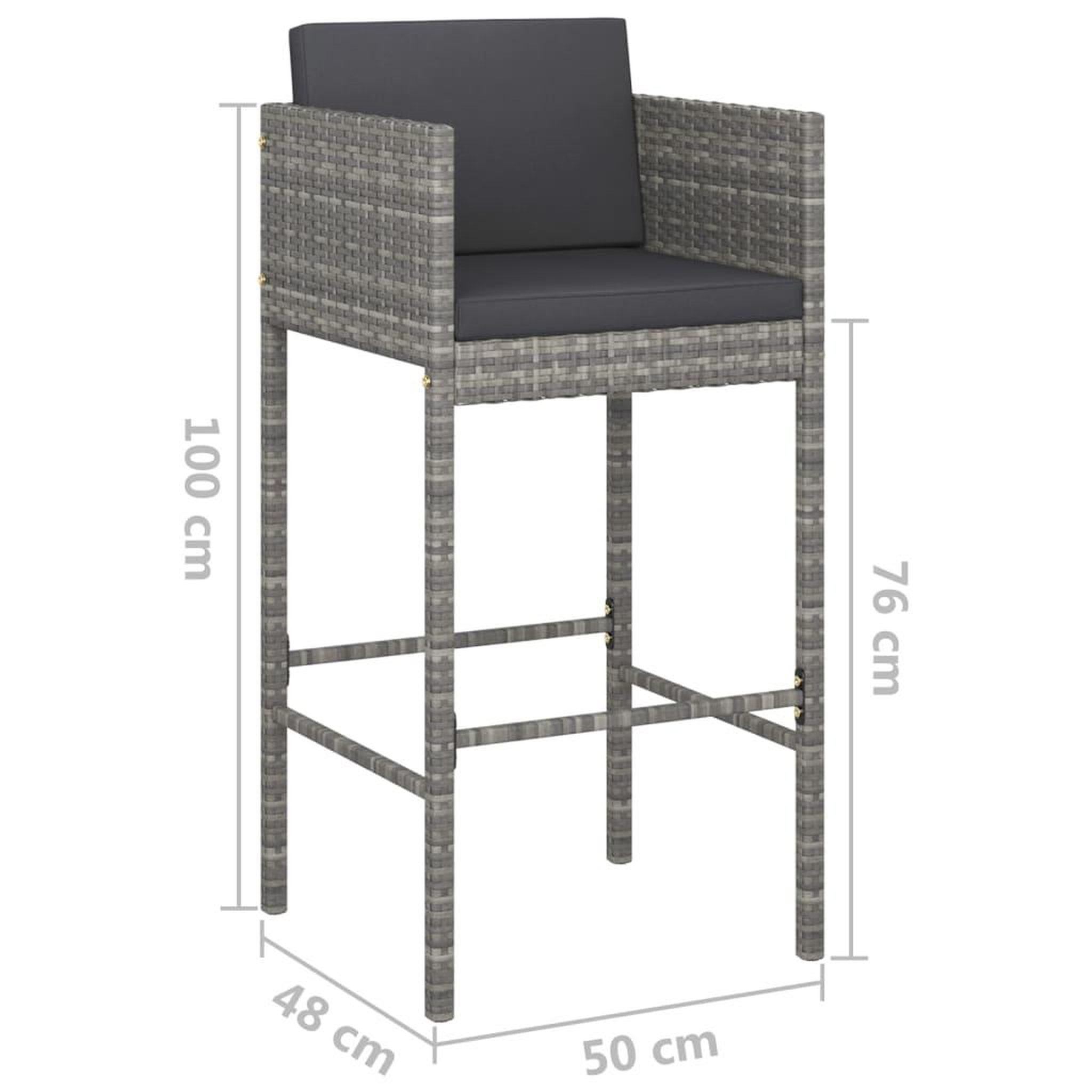 Voir la diapositive 6 : VIDAXL Ensemble de bar de jardin 5 pcs et coussins Resine tressee Gris