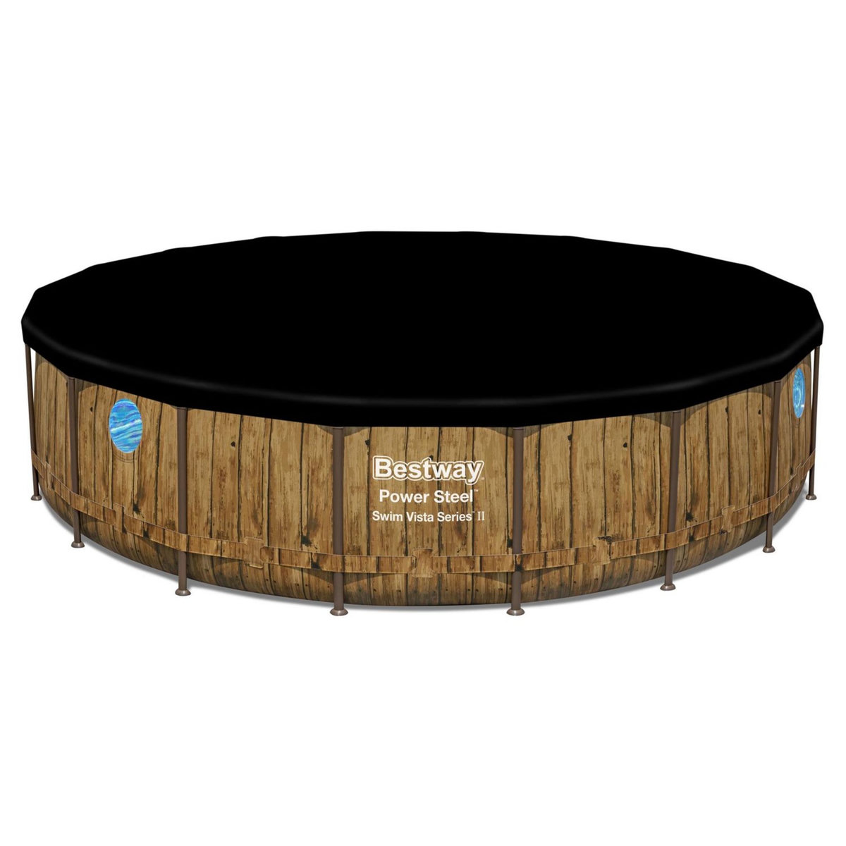 BESTWAY Piscine tubulaire ronde - Décor bois - 549x122cm - POWER STEEL™ SWIM VISTA